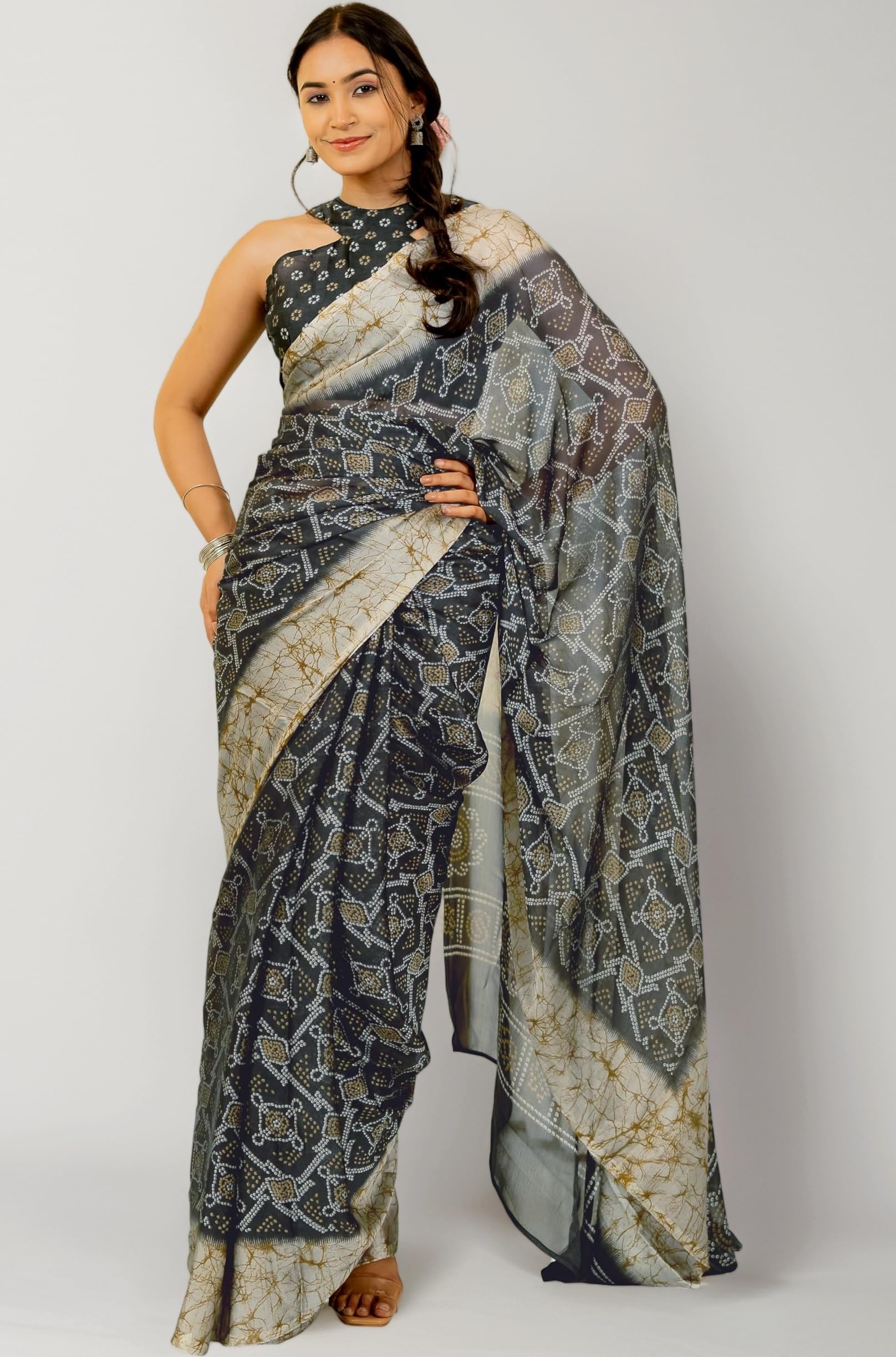 MIRCHI FASHION Women's Stylish Chiffon Floral Printed Saree with Blouse Piece