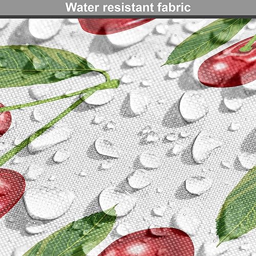 Miniatura 6 de Ambesonne The Yard, tela de frutas de diseño de cerezas, frutas frescas de verano, verde jardín, macro impresión digital, tela decorativa para