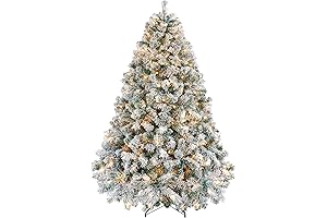 Yaheetech 6ft Pre-lit Artificial Christmas Tree with Snow Flocked Tips