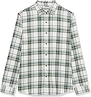 Vista 87 de Yaxa Essentials Camisas de franela de manga larga para hombre, corte ajustado, a cuadros con botones