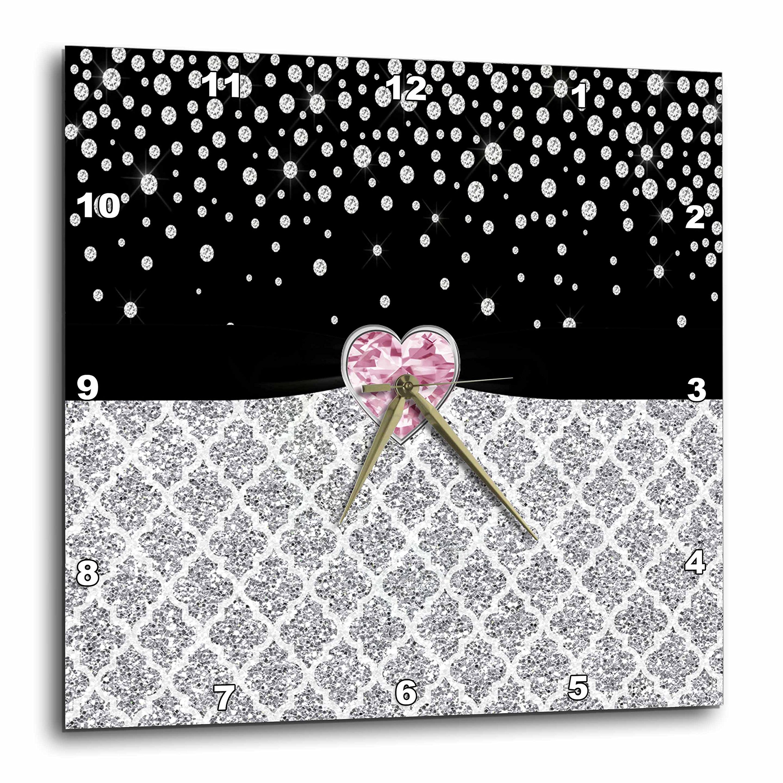 Horloge murale quatrefoil paillettes argentées pour décorer une chambre de fille ou un salon