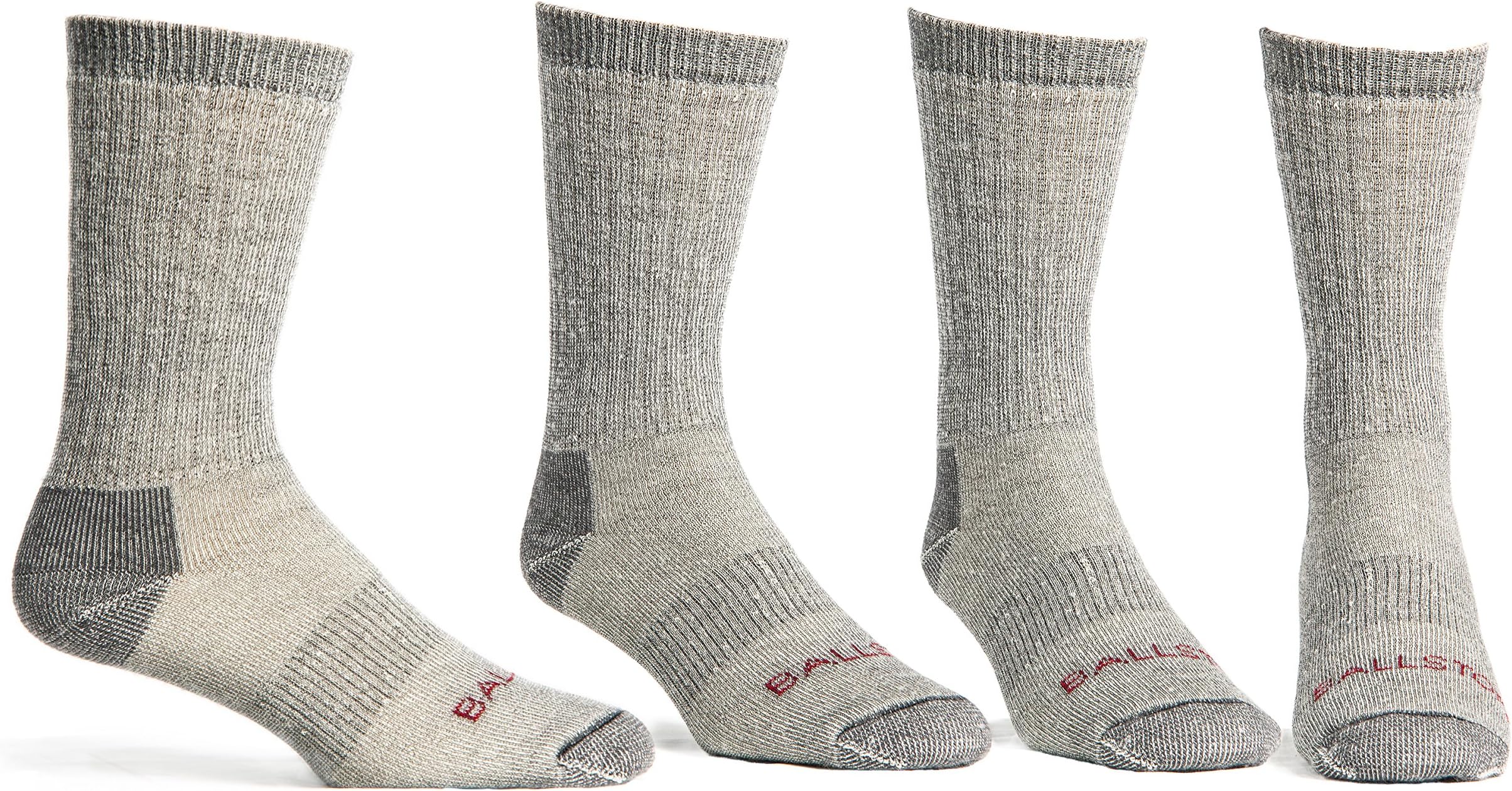 Lightweight 81% Merino Wool Crew Hiking Socks - 4 Pairs for Men and Women