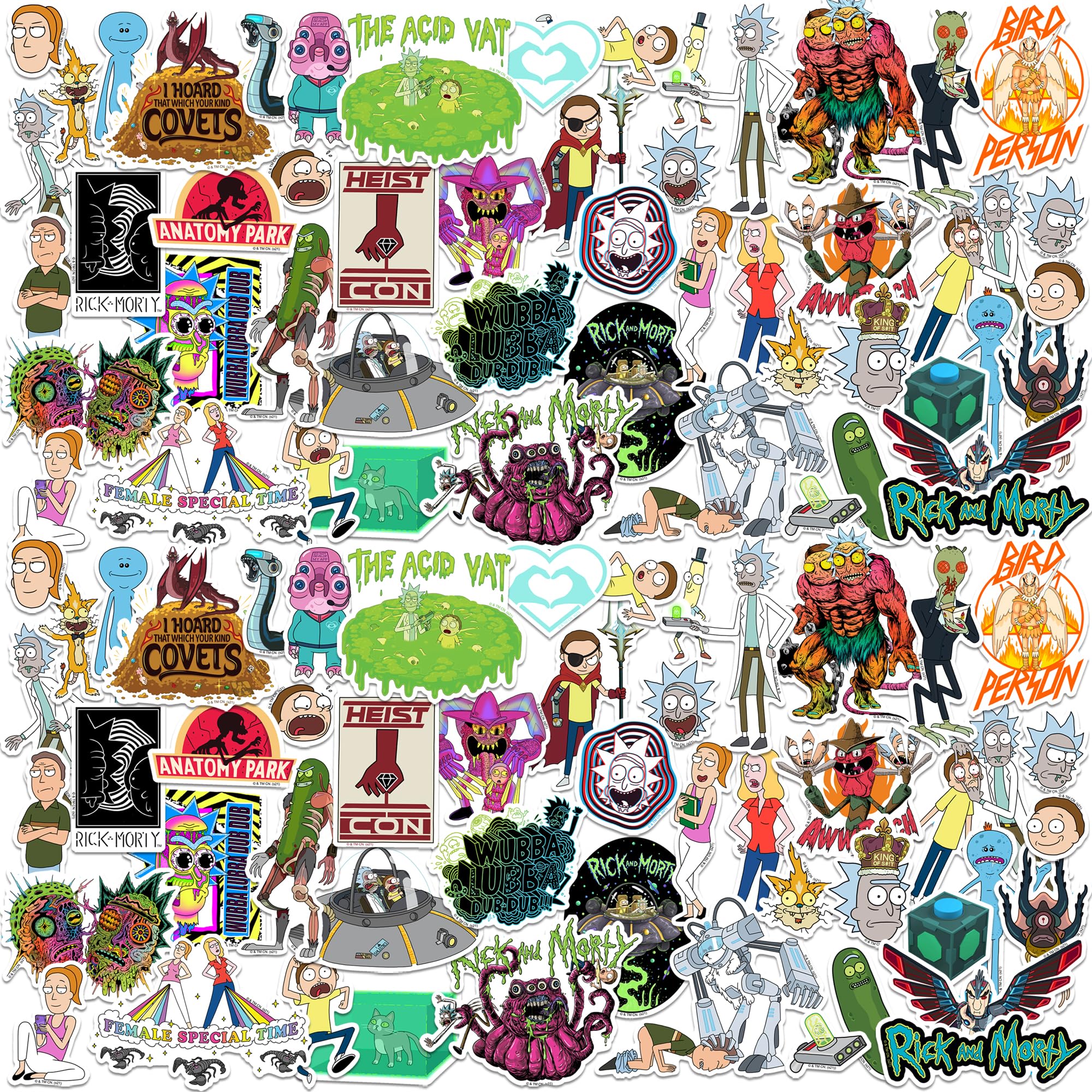 Rick and Morty Vinyl Large Deluxe Stickers Variety Pack - Laptop, Water Bottle, Scrapbooking, Tablet, Skateboard, Indoor/Outdoor - Set of 100