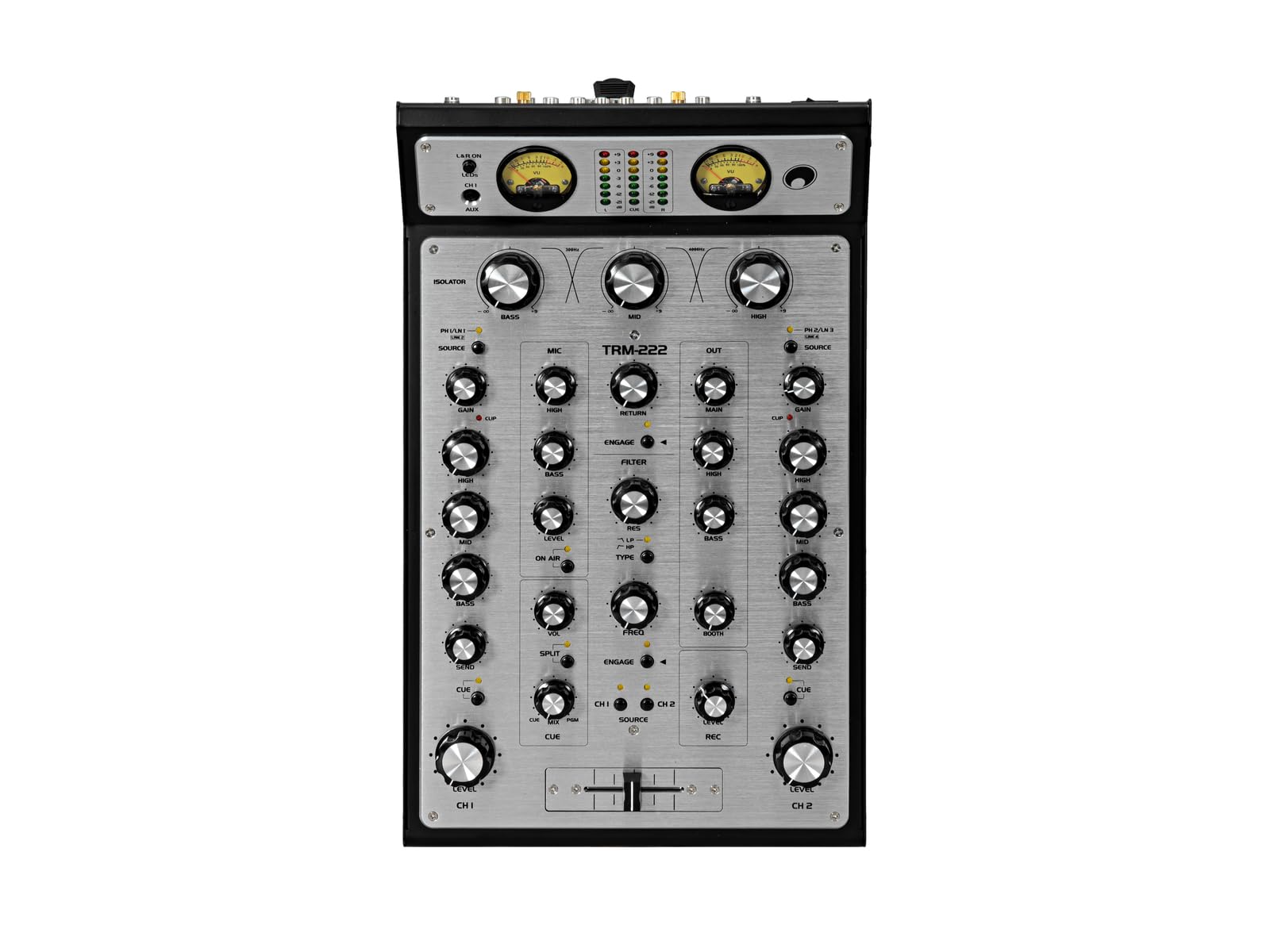 OMNITRONIC TRM-222 2-Kanal Rotary-Mixer | Rotary-Mixer mit 3-Band-Frequenzisolator, VCF-Filter und FX Loop