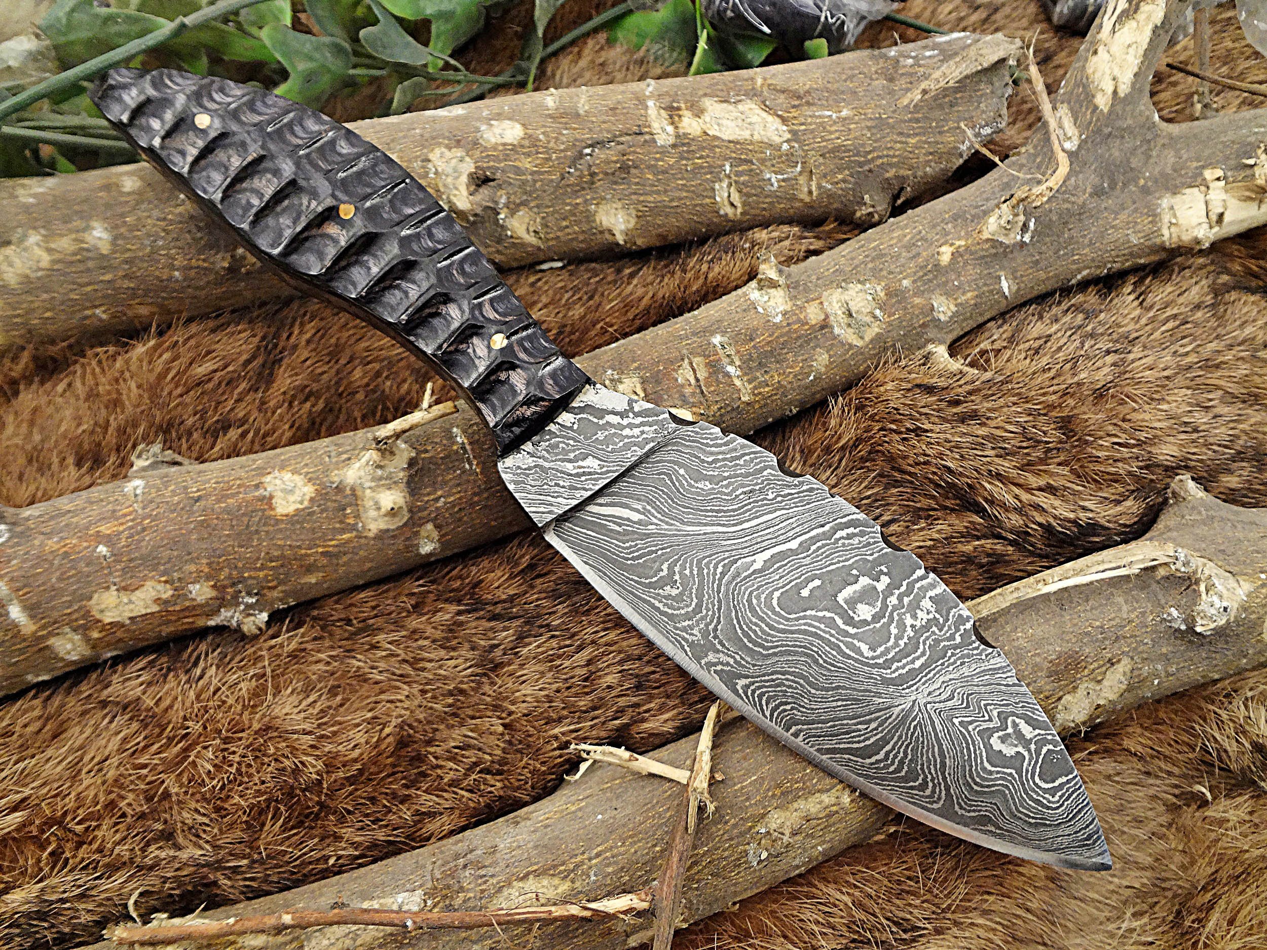 Damascus Depot 8.5 Inch Black Dollar Sheet Sturl Skinner Knife