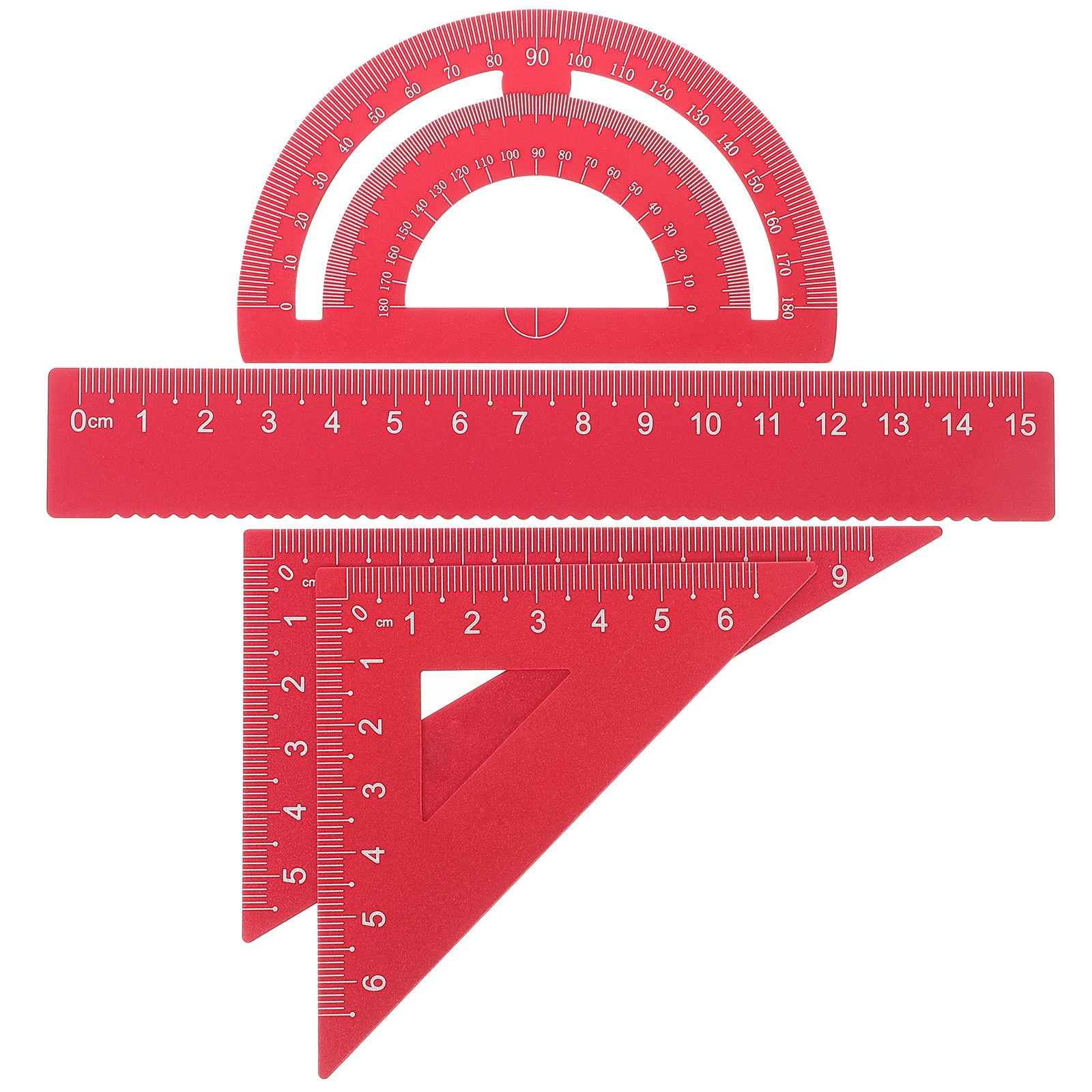 Aluminum Drafting Ruler Set 4 PCS Metal Ruler Set Square Ruler Triangle ...