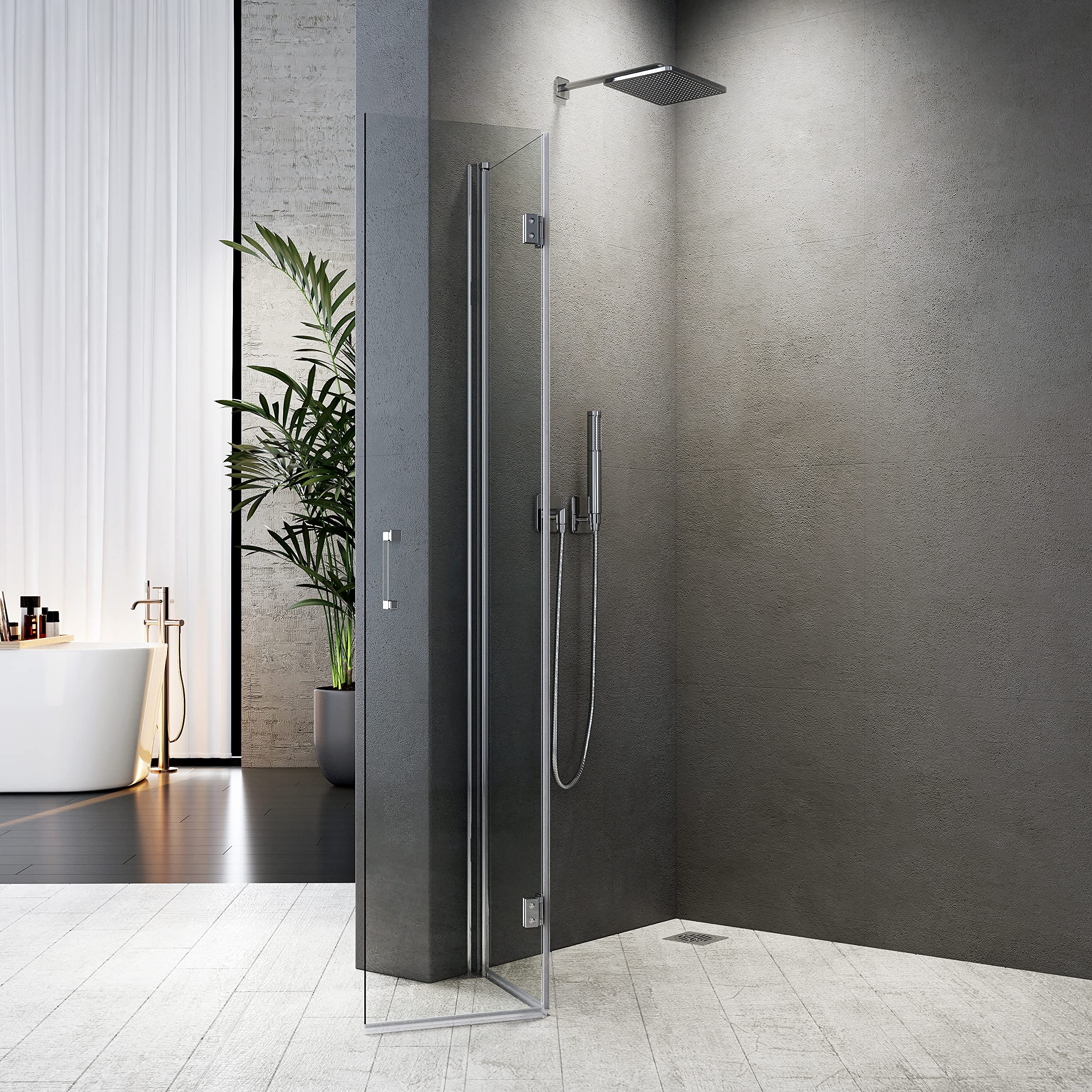 Walk in Dusche Duschwand 120x195 cm Falttür Dusche Duschtrennwand 6mm ESG-Sicherheitsglas Nano Beschichtung