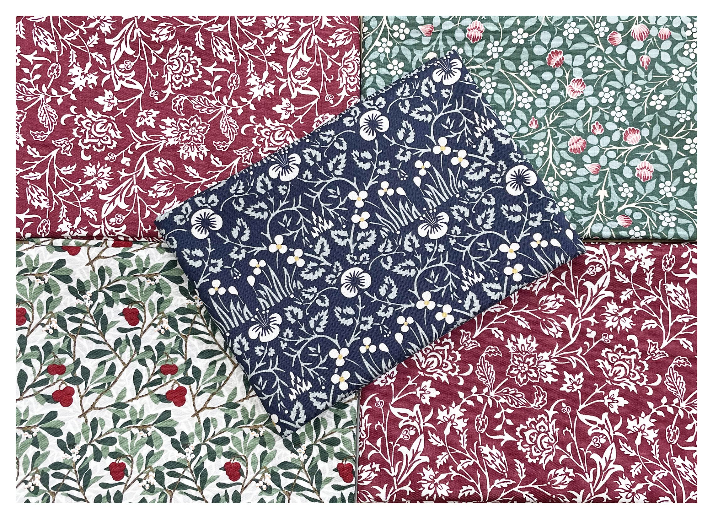 Fat Quarter Bundle - William Morris Winter Berry Collection - Craft Fabric Material
