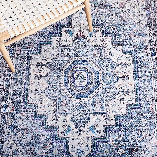 Miniatura 8 de SAFAVIEH Tucson Collection - Alfombra de área de 6 x 9 pies, diseño de medallón persa, no desprende pelusa, lavable a máquina y antideslizante,