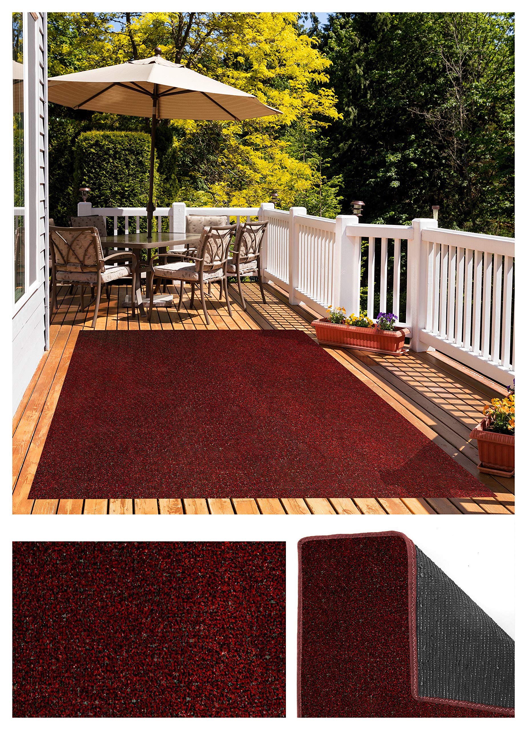KOECKRITZ Bandana Red Black Indoor - Outdoor Artificial Grass Turf Area Rugs. Lightweight and Flexible for Easy Portability. Many (10' x 14')