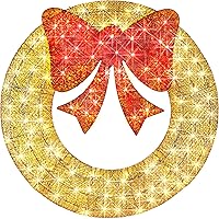 Vista 13 de Best Choice Products Corona de Navidad preiluminada de 60 pulgadas para exteriores, decoración navideña de metal LED para el hogar, jardín con 206