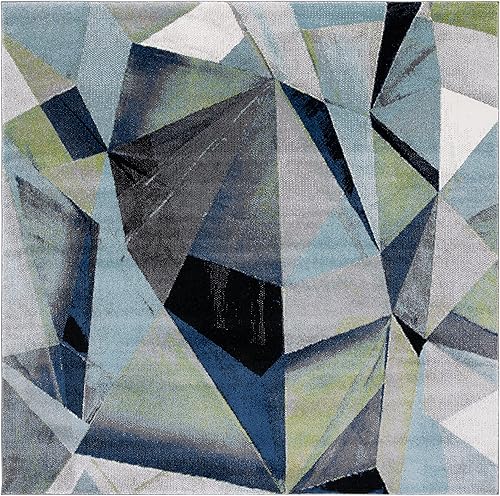 Miniatura 76 de SAFAVIEH Porcello Collection - Alfombra de área de 8 x 10 pies, gris claro y naranja, diseño abstracto moderno, no desprende pelusa y de fácil Gris