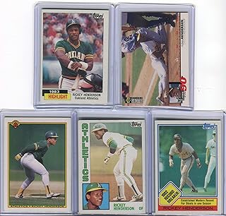 Rickey Henderson Oakland Athletics Assorted Baseball Cards 5 Card Lot