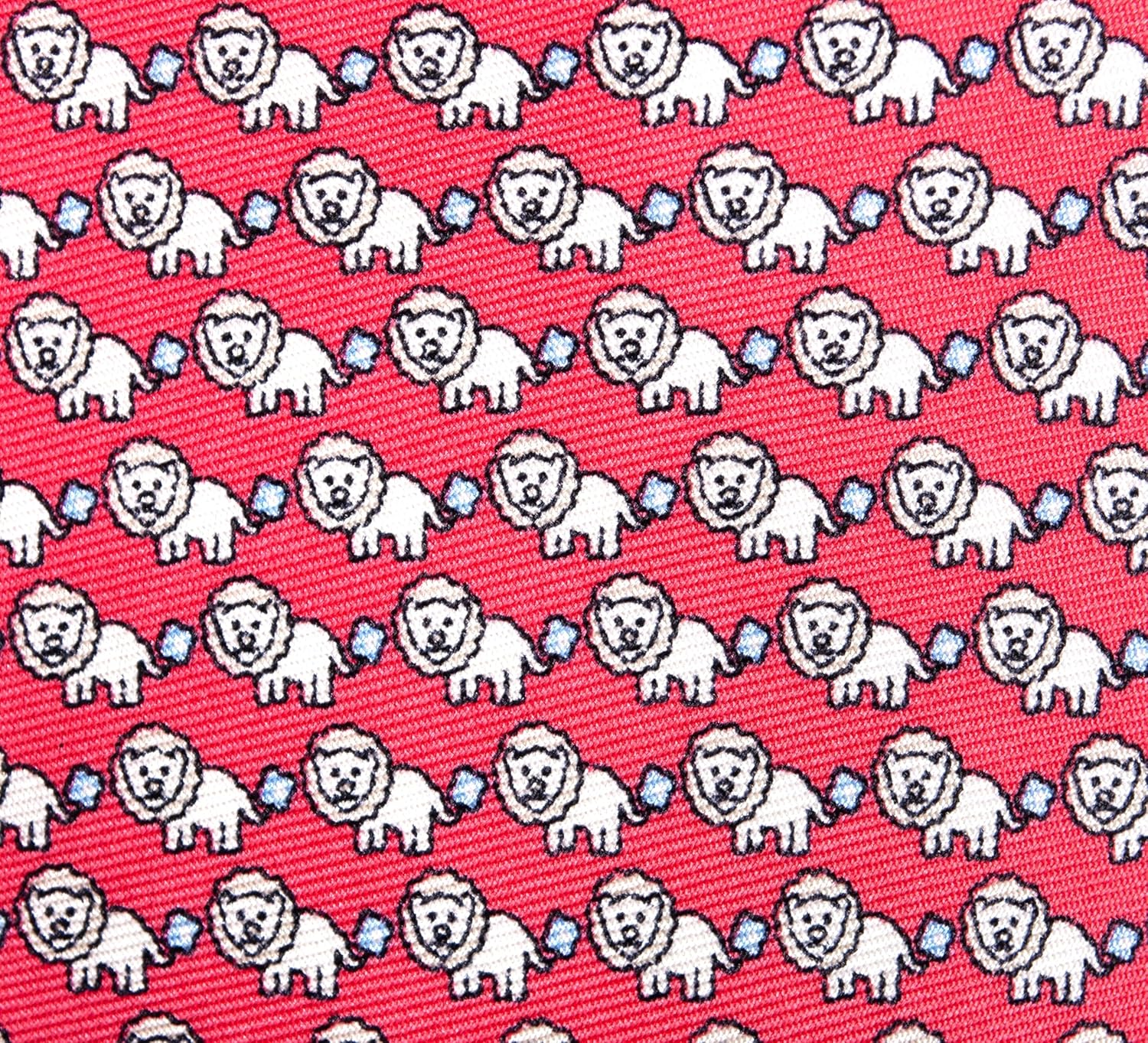 Men's 100% Silk Neckties Lion Printed Tie (Radical Red)