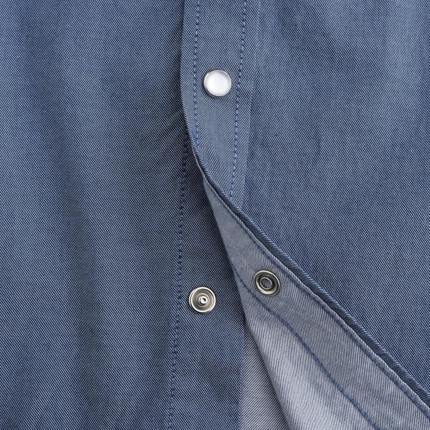 Men's Denim Western Cowboy Pearl Snap Short Sleeve Casual Button Down Up Work Shirts - Image 4