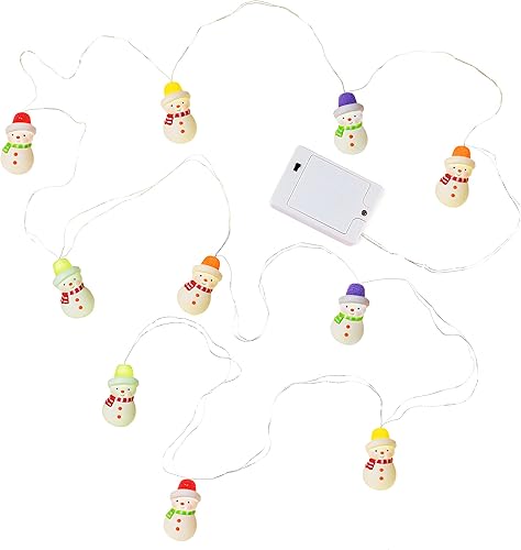 Hallmark Keepsake Guirnalda de luces de Navidad, muñeco de nieve Gumdrop 10 luces, 10 pies, regalos de muñeco de nieve