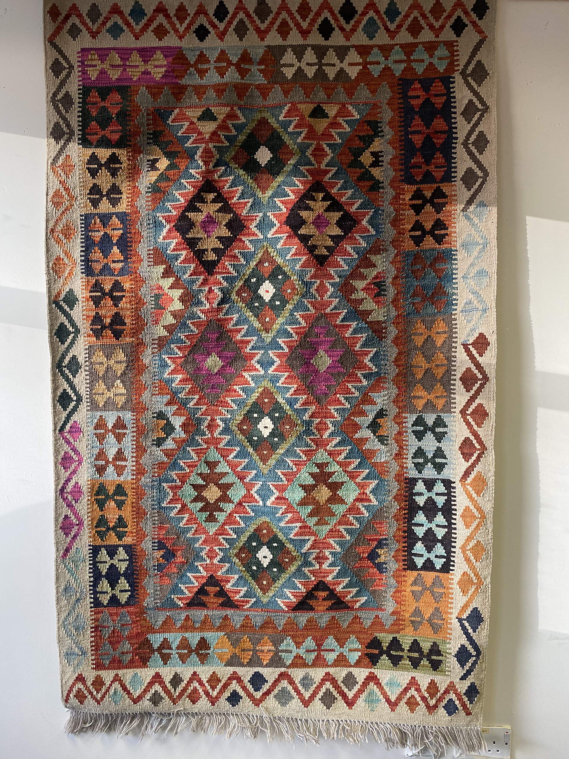 Tapis afghan kilim multicolore 183x112 cm tissé main