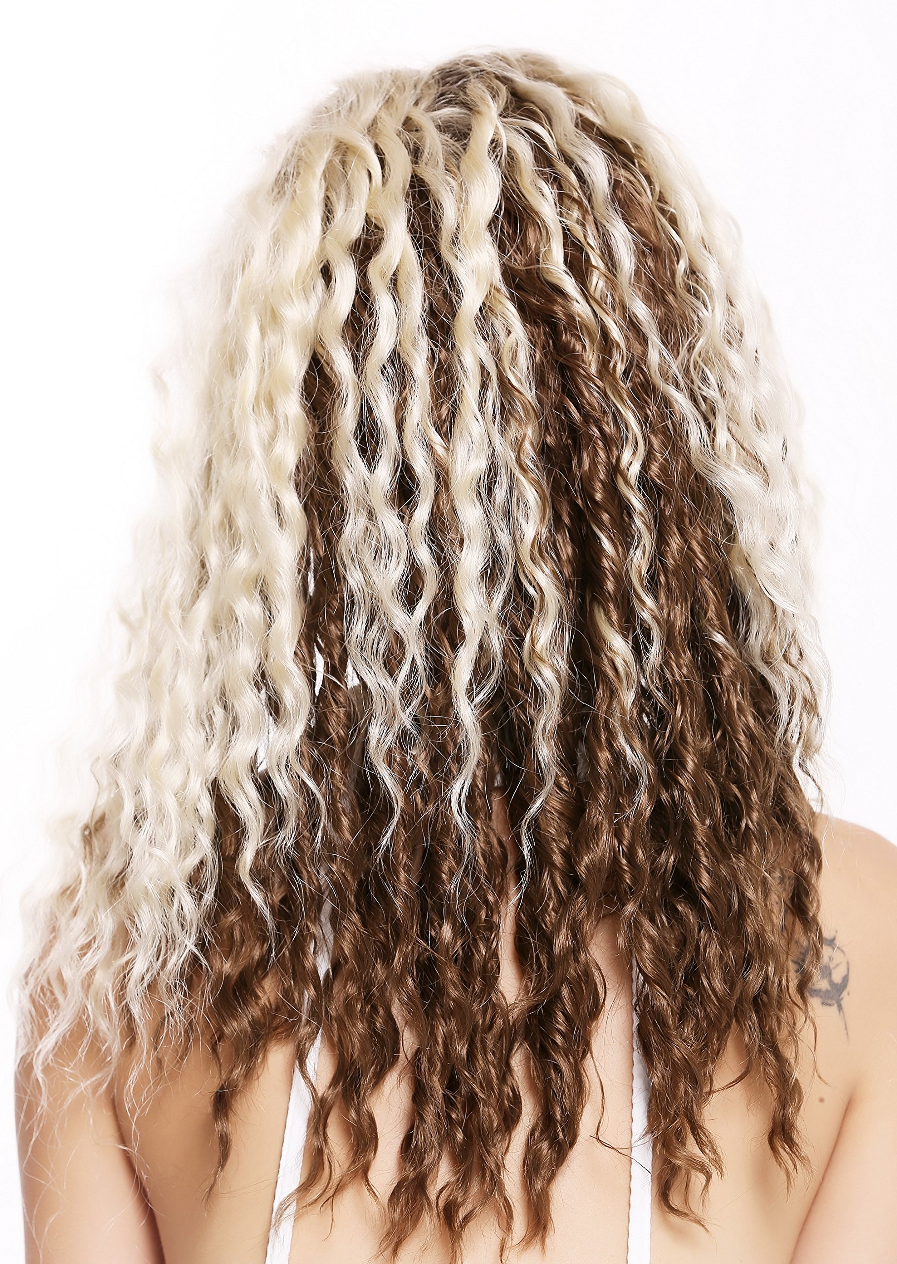 WIG ME UP - 803AD-12/613YS12 Quality women's wig lady side parting afro curls curly ombre brown platinum blonde mix - Image 4