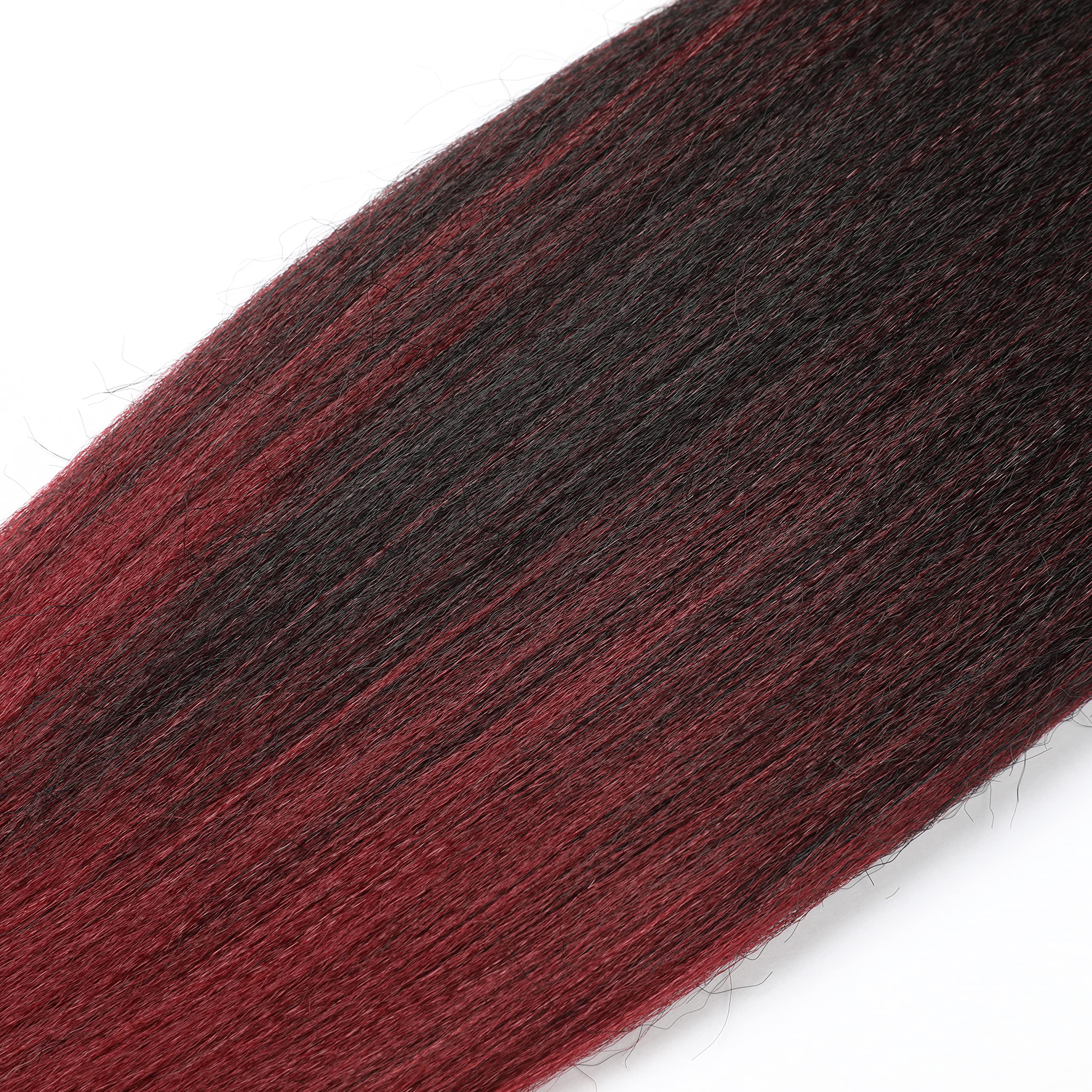 8 paquetes de extensiones de cabello sintético profesional trenzado de ganchillo de 32 pulgadas, textura Yaki suave, ajuste de agua caliente, color negro natural degradado a borgoña (32 pulgadas, 1B