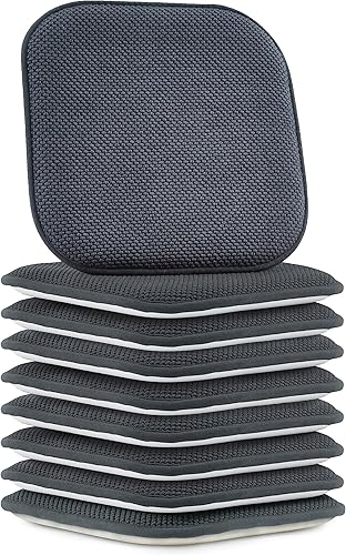Elegant Comfort Paquete de 8 fundas de cojín para silla, parte trasera de goma antideslizante, 16 x 16 pulgadas, fundas gruesas de asiento de forma