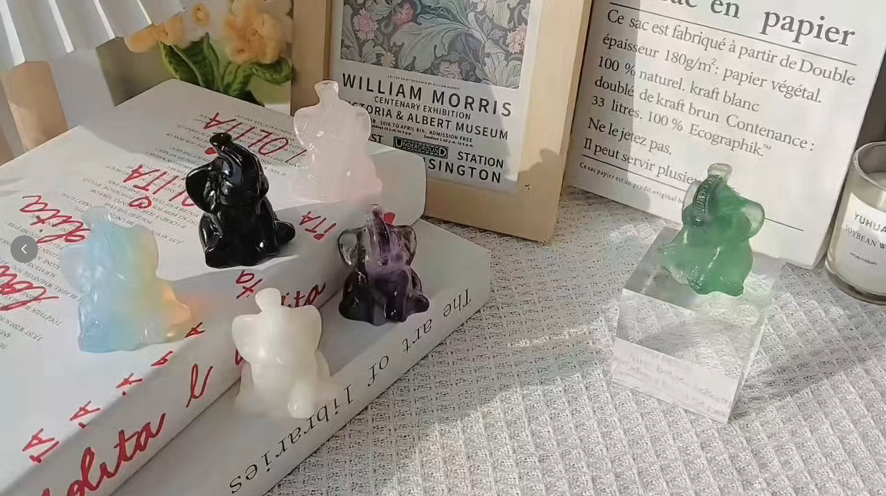 Figura Elefante de Cristal Obsidiana Tallado a Mano miniatura 7