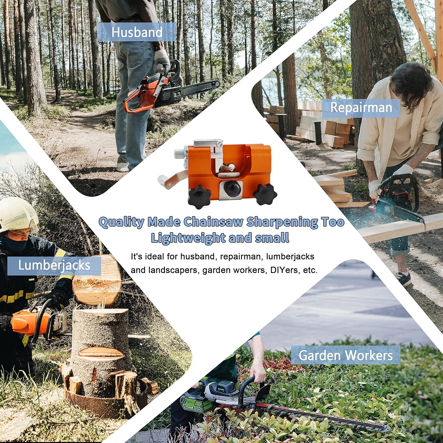 Vhelyom Chainsaw Sharpener| Chainsaw Sharpening Jig Kit| Portable Chain Saw Sharpener Tool for 4"-22" Chain Saws and Electric Saws| 5 Grinding Rod Pack : Patio, Lawn & Garden