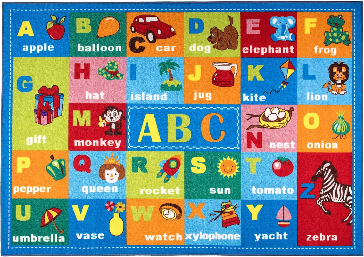 Rugshop Kids Educational Learning Alphabet Symbols Non Skid (Non Slip) Area Rug 3'3" x 4'7" Multi