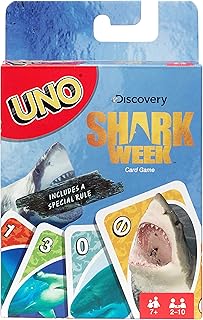 Mattel Games UNO Card Game, Shark Week Theme, for 2 to 10 Players Ages 7 Years and Older