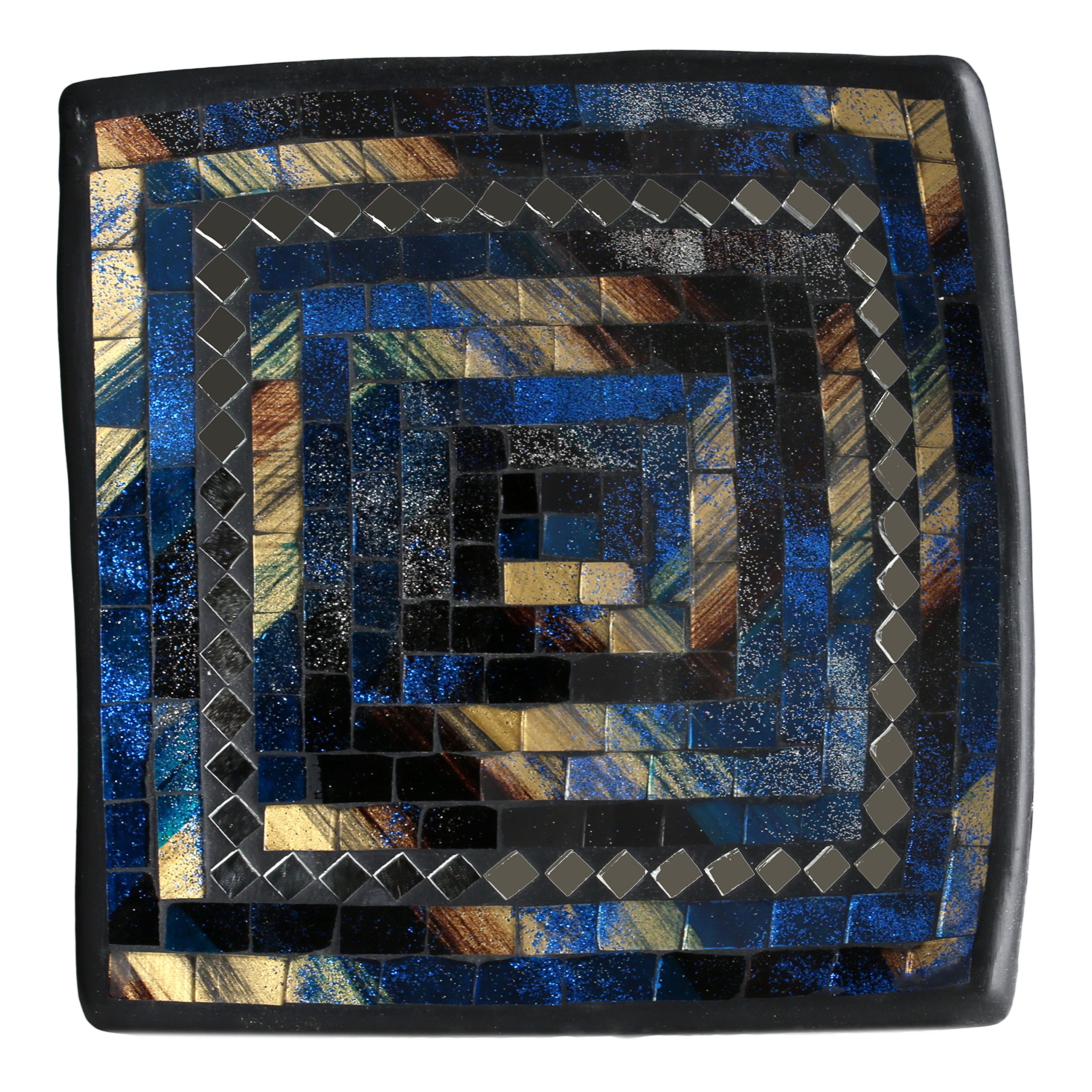 ART-CRAFT Dekoschale Mosaikschale blau mit Spiegel Tonschale