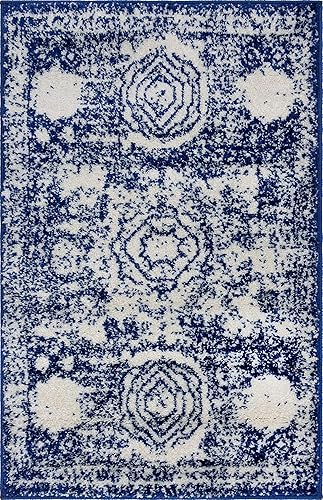 Vista 244 de Unique Loom Bromley Collection Vintage Traditional Medallion Border - Alfombra, Polipropileno, Amarillo/Crema azu/marfil,Gris