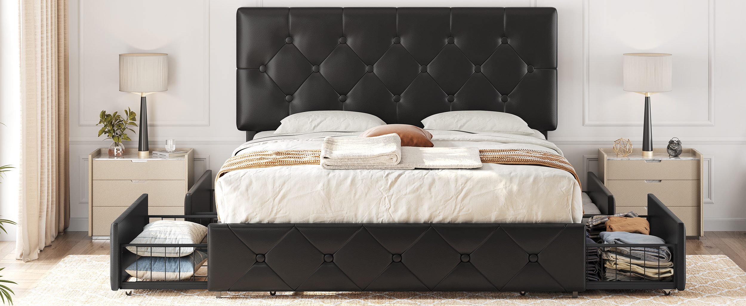 AYHB♡F Amazon.com: YITAHOME Full Size Bed Frame with 4 Storage Drawers