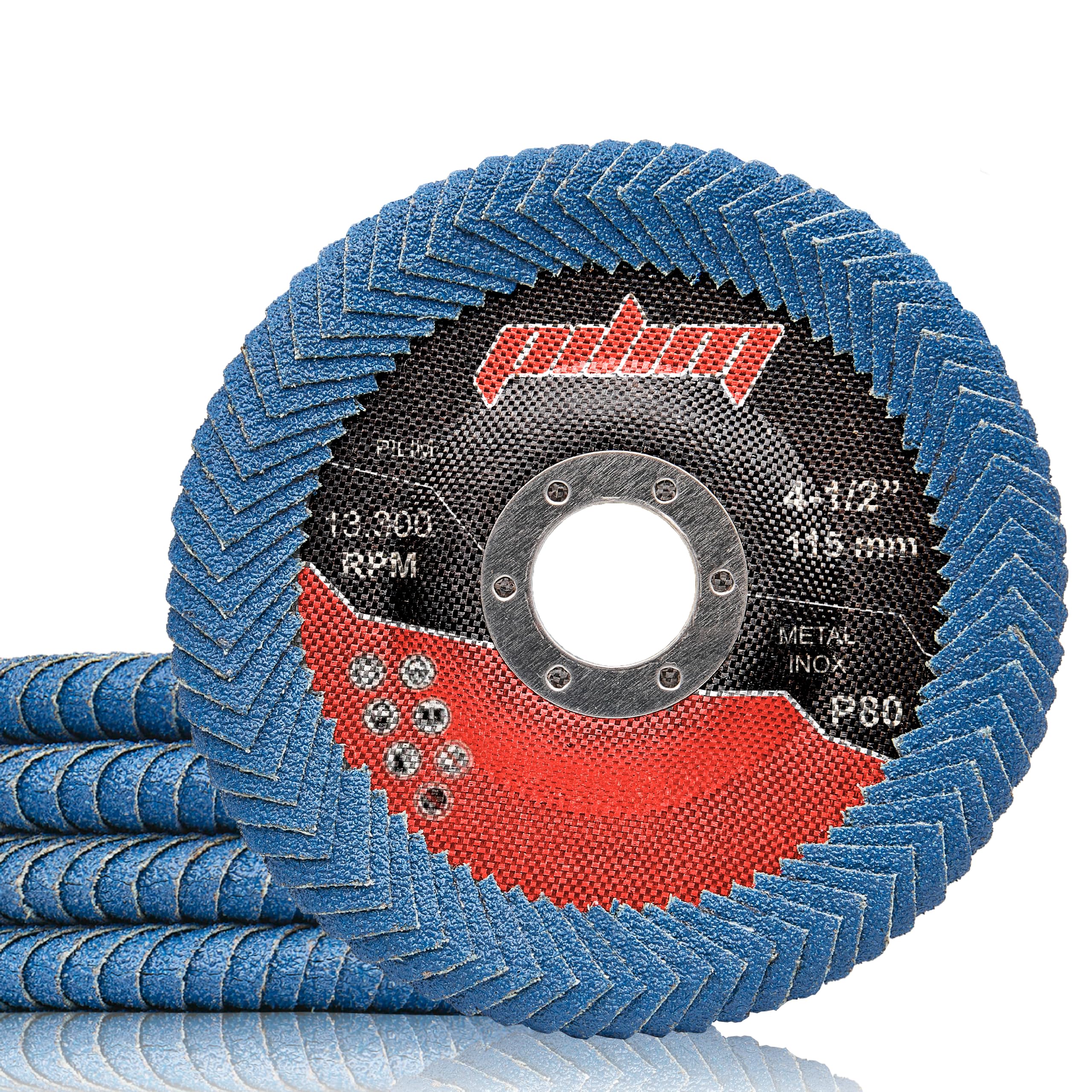 Discos de solapa curva radial de circonita de 4-1/2 pulgadas, paquete de 5 – Superficie de molienda de 280° para soldaduras de filete y zonas de difícil acceso – Metal y acero inoxidable – eje de 0.86