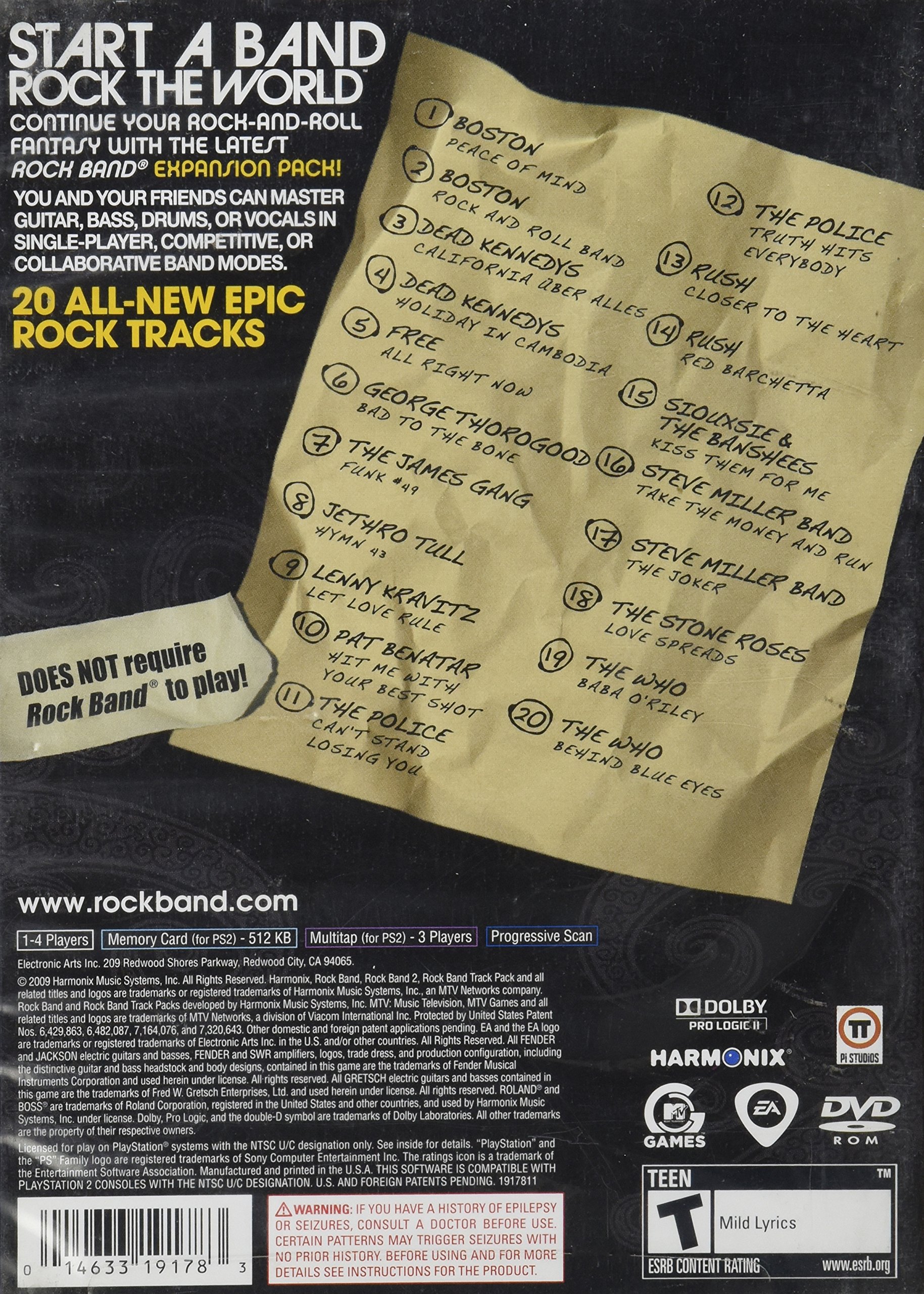 Amazon.com: Rock Band Track Pack: Classic Rock - PlayStation 2