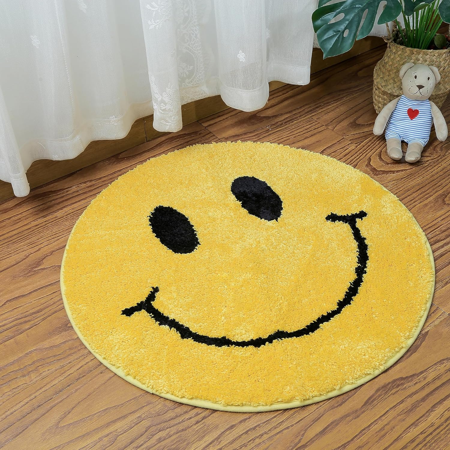 Smile Face Bath Mat for Bathtub Bathroom Sink Bedroom Decorations Cute Happy Face Retro Aesthetic Carpet Room Decor