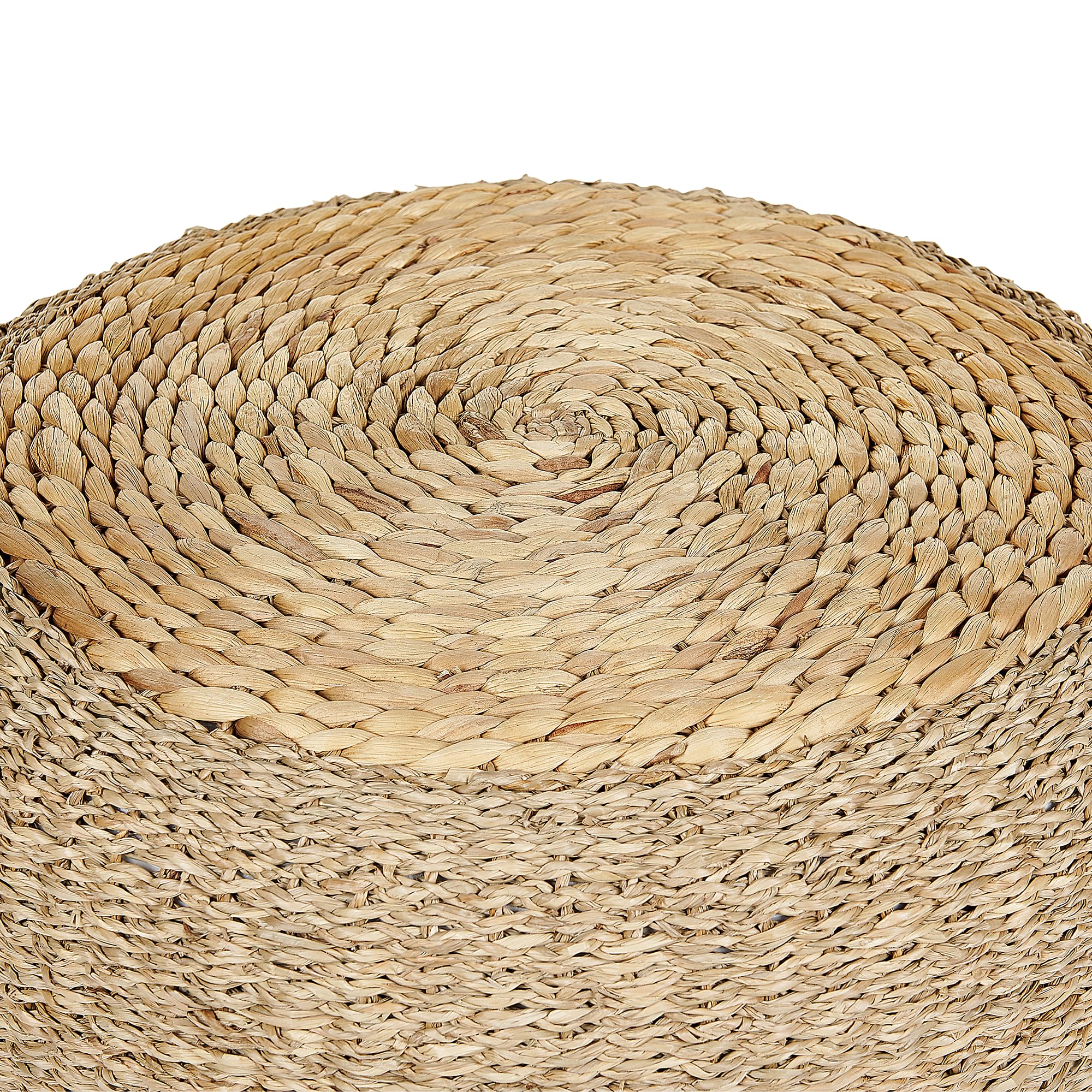 Beliani Pouf Wasserhyazinthe/Seegras natürlich beige rund ⌀ 50 cm geflochten Backan
