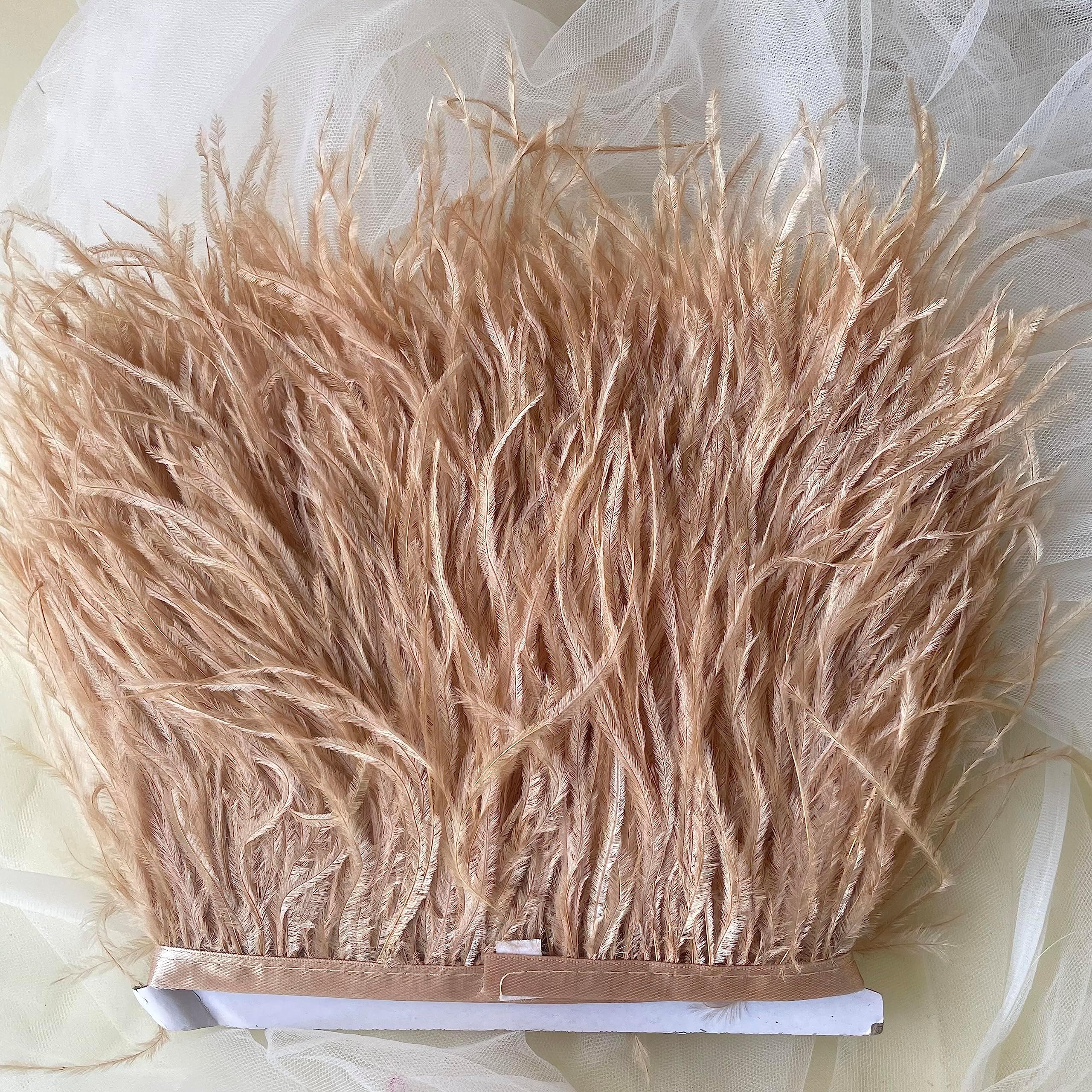 34 Colours Quality Ostrich Feather Trimming Fringe for Millinery Craft Dress Making (Khaki)