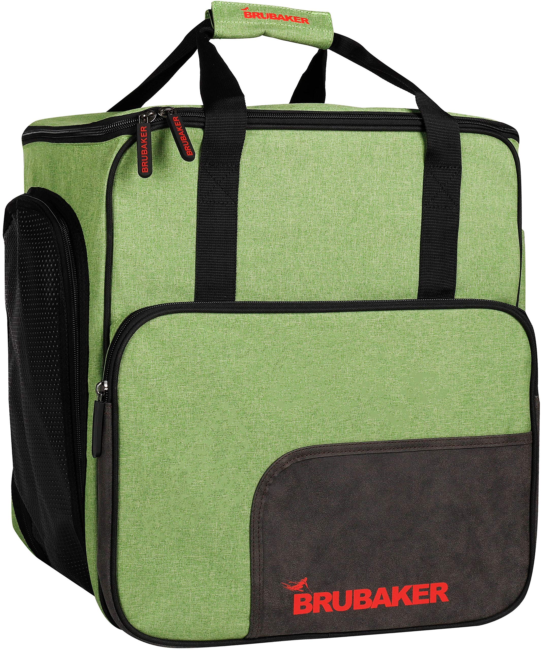 BRUBAKER Super Performance Ski Boot Bag Helmet Bag Backpack with Shoe Compartment - Green Black