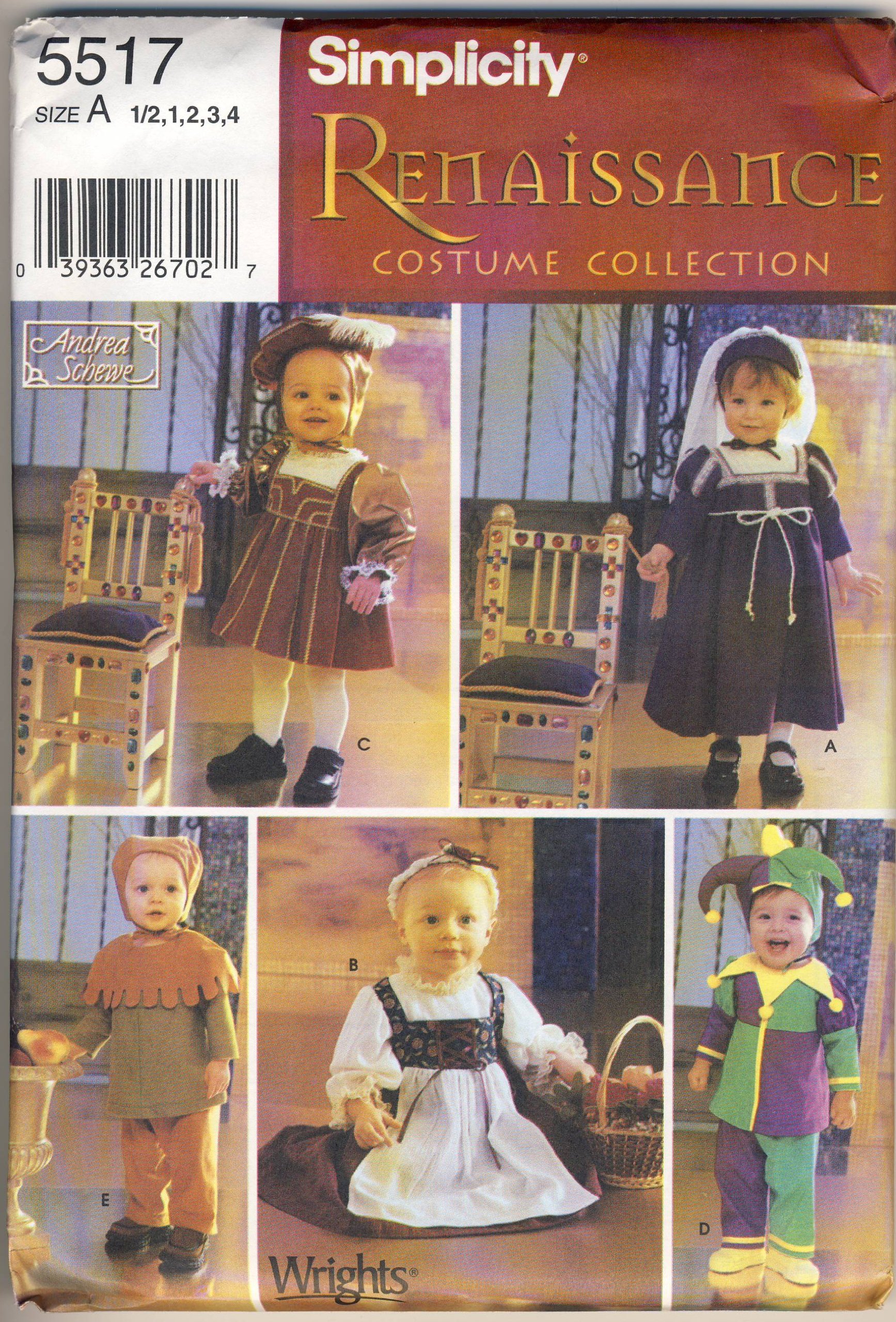 Patron de couture Simplicity 5517 pour réussir facilement un costume médiéval de tout-petit