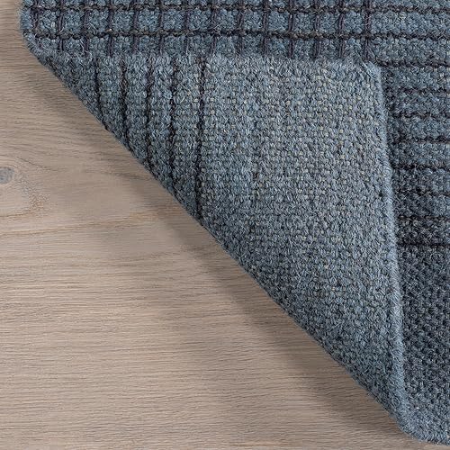 Miniatura 5 de Rugs USA x Emily Henderson Oregon - Alfombra de lana a cuadros, 3 x 5 pies, color azul