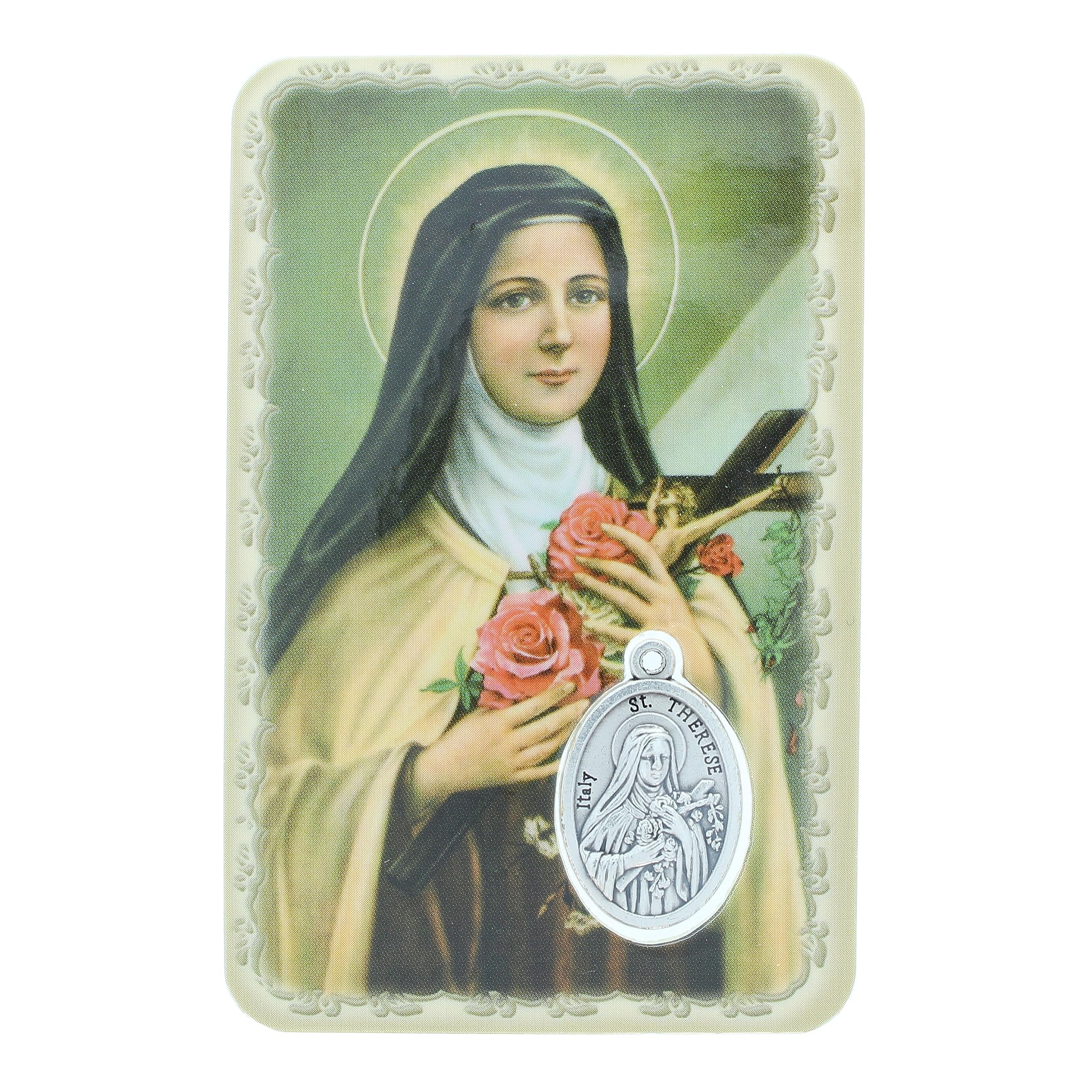 Palais Du Rosaire Earthy Tones Religious Images Of Saint Teresa With Medal - Religious Image - Plastic Christian Worship