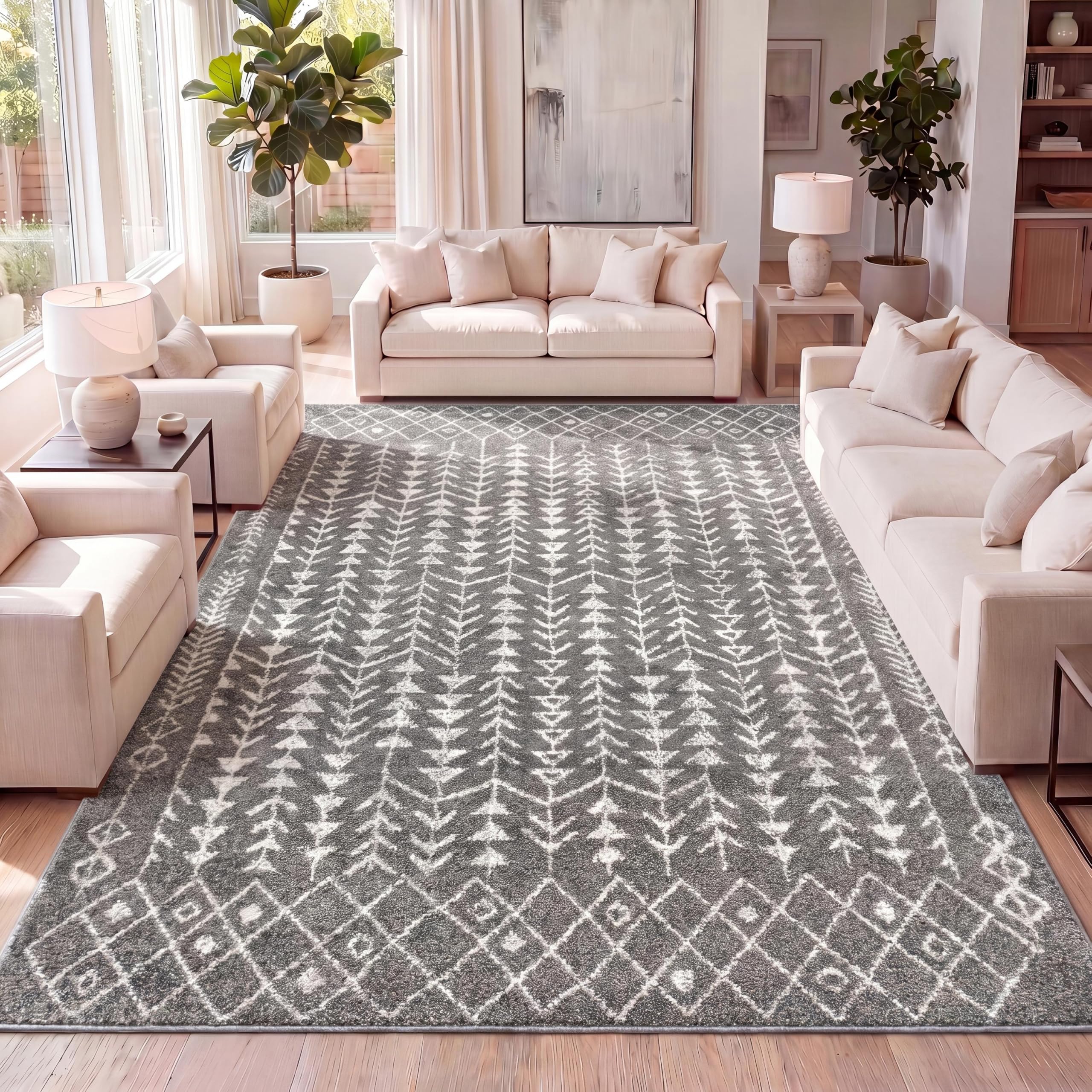 Amazon.com: JONATHAN Y Ziri Moroccan Geometric Gray/Cream Indoor
