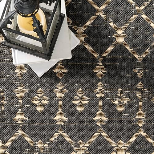 Miniatura 7 de nuLOOM Grayson - Alfombra marroquí Trellis para interiores y exteriores, 7 x 9 pulgadas, color carbón