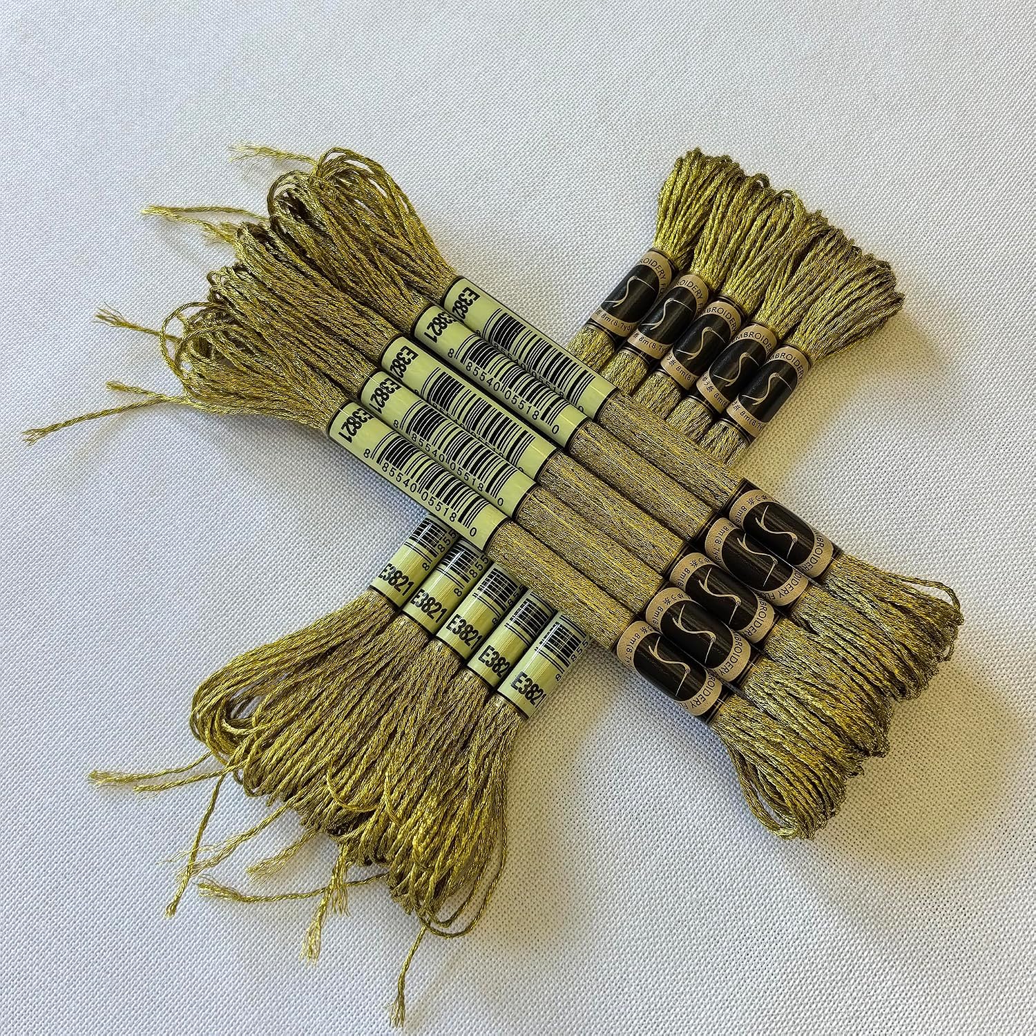8 Meters 12 Strands Metallic Embroidery Floss Cross Stitch Needlework Thread, Metallic Gold, 10 Skeins