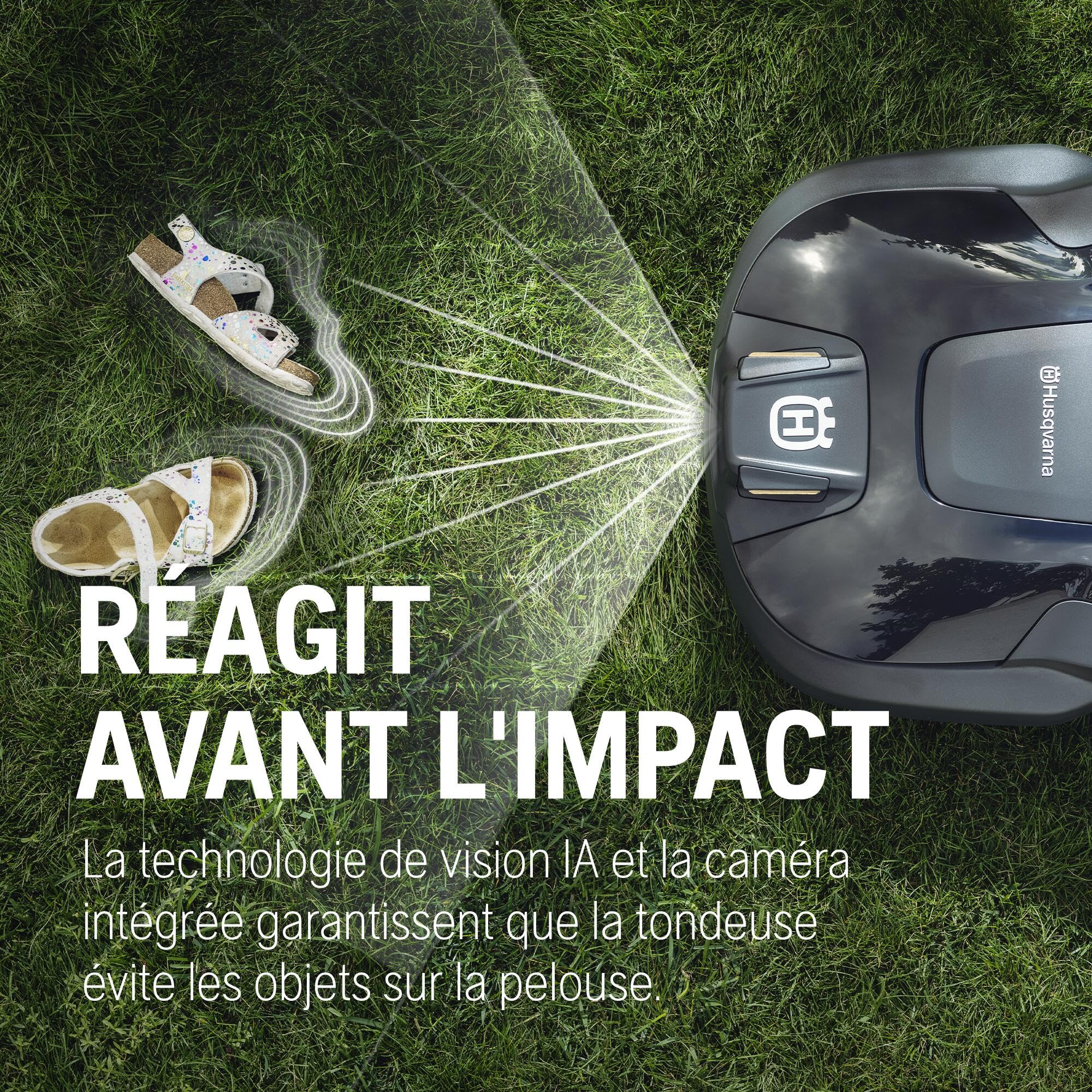 HUSQVARNA Automower® Aspire R6V – Robot Tondeuse sans Fil périphérique, détection IA Vision, Navigation GPS, Application WiFi, Tonte systématique, Zones virtuelles, jusqu'à 600 m²