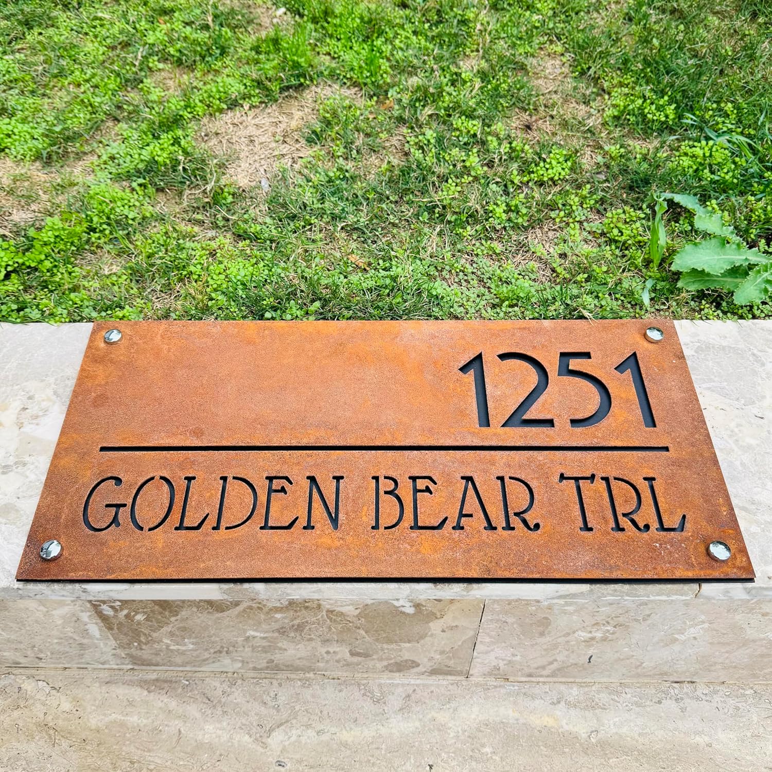 Personalized Rusted Metal Address Sign, Customized Modern House Wall Art, Steel House Numbers for Outdoor, Rusty Farmhouse Decoration , Outside Numbers Decors, Iron Adress Sign, Housewarming Gift (RustedDesign 3, 12")