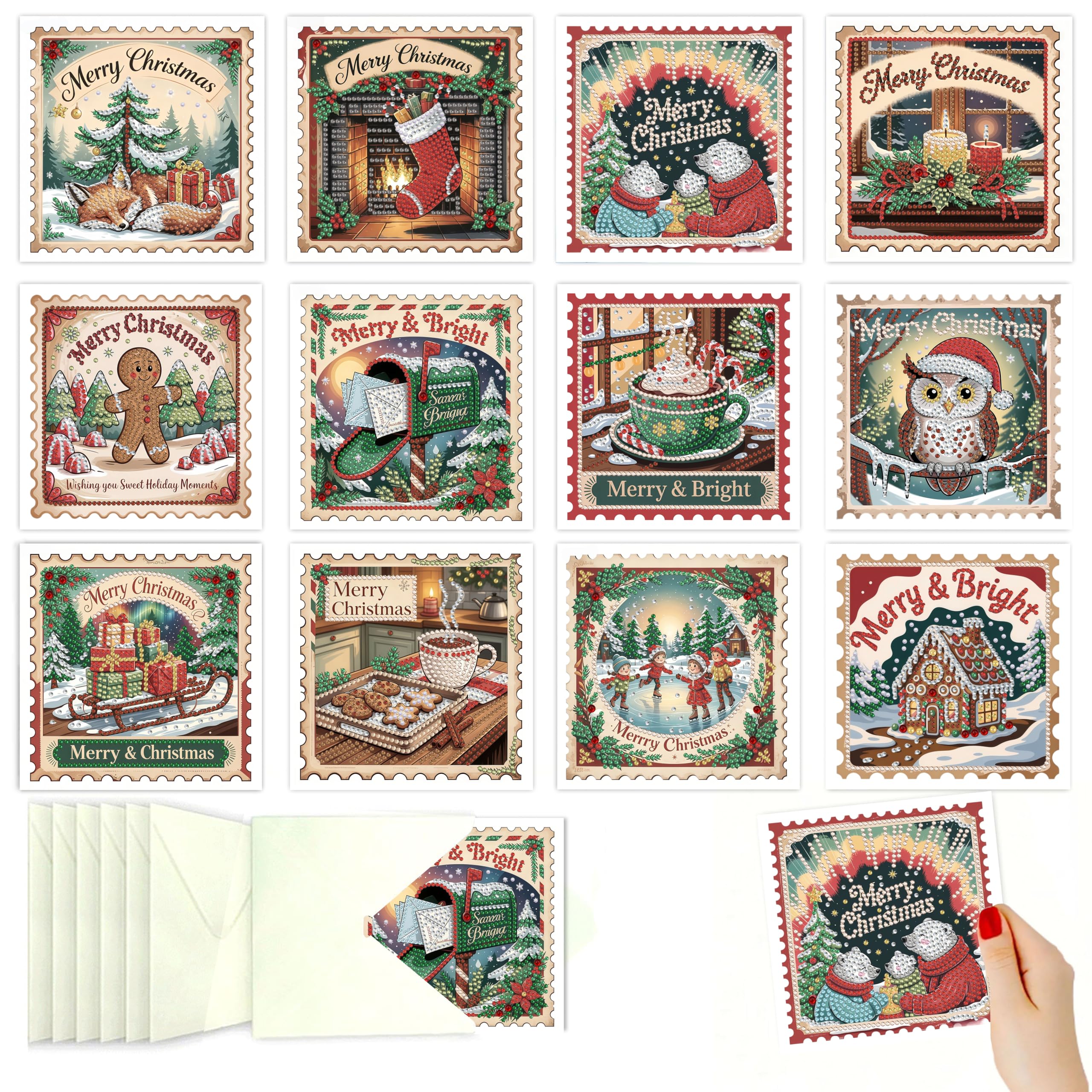 Diamond Art Christmas Cards - DIY Holiday Craft Kits -14