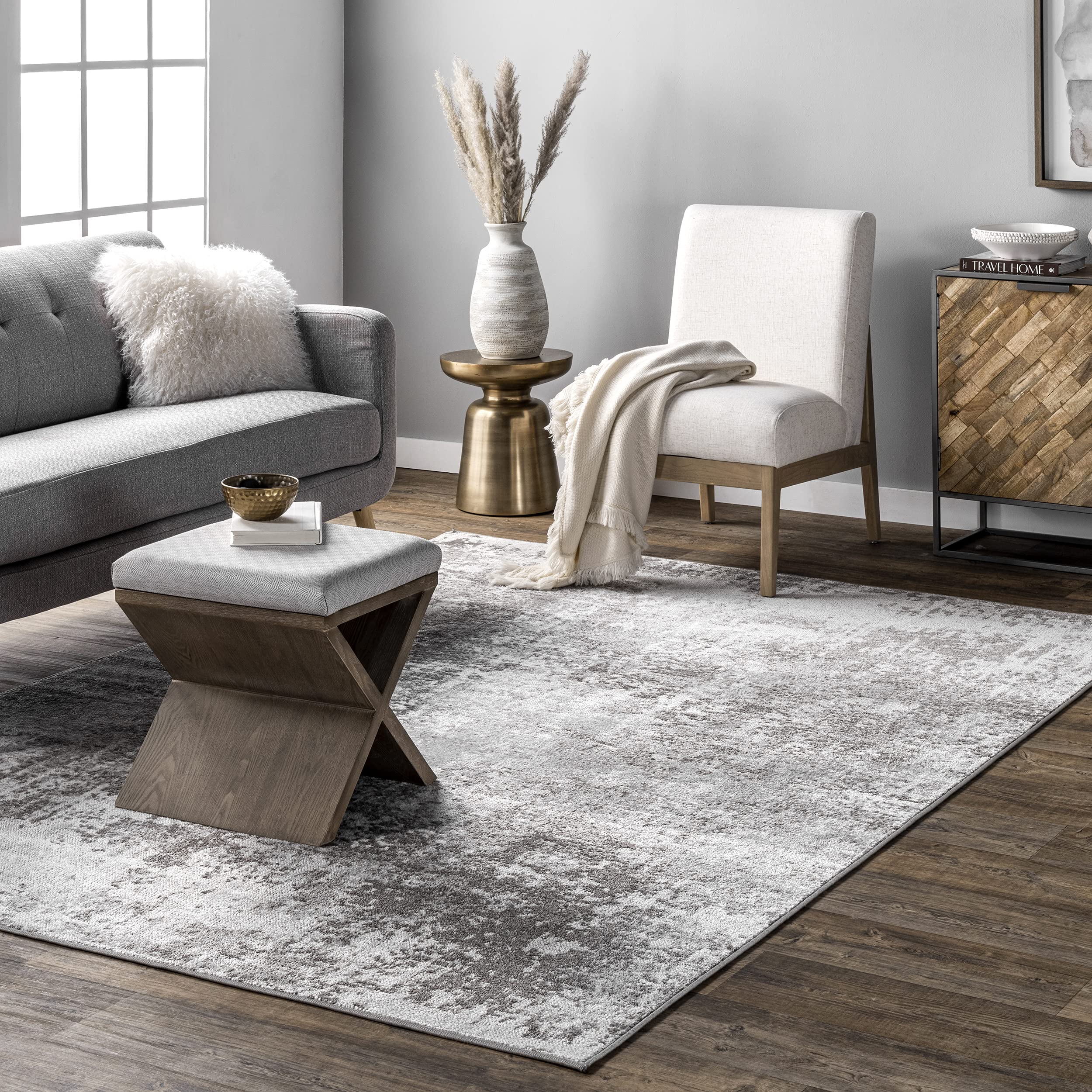 nuLOOM Jade Faded Abstract Accent Rug, 3x5, Light Grey