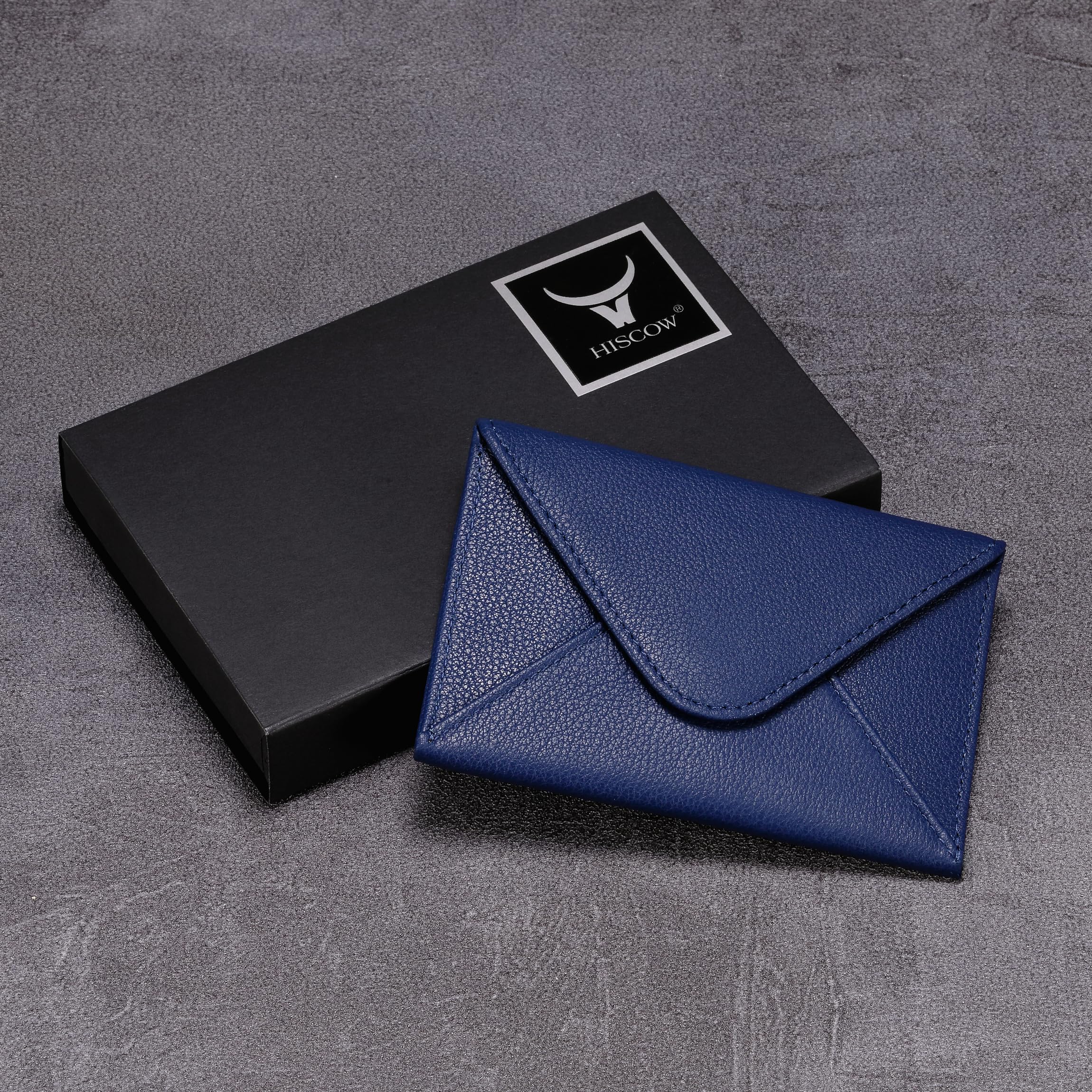 HISCOW - Funda para Tarjetas de Visita con Cierre magnético, Piel de Becerro Italiana