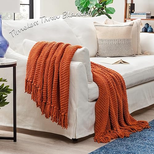 Miniatura 6 de Chanasya - Manta de punto muy suave con borlas cálida y acogedora, manta de felpa suave tejida para cama, sofá, silla, sofá, sala de estar, cama,