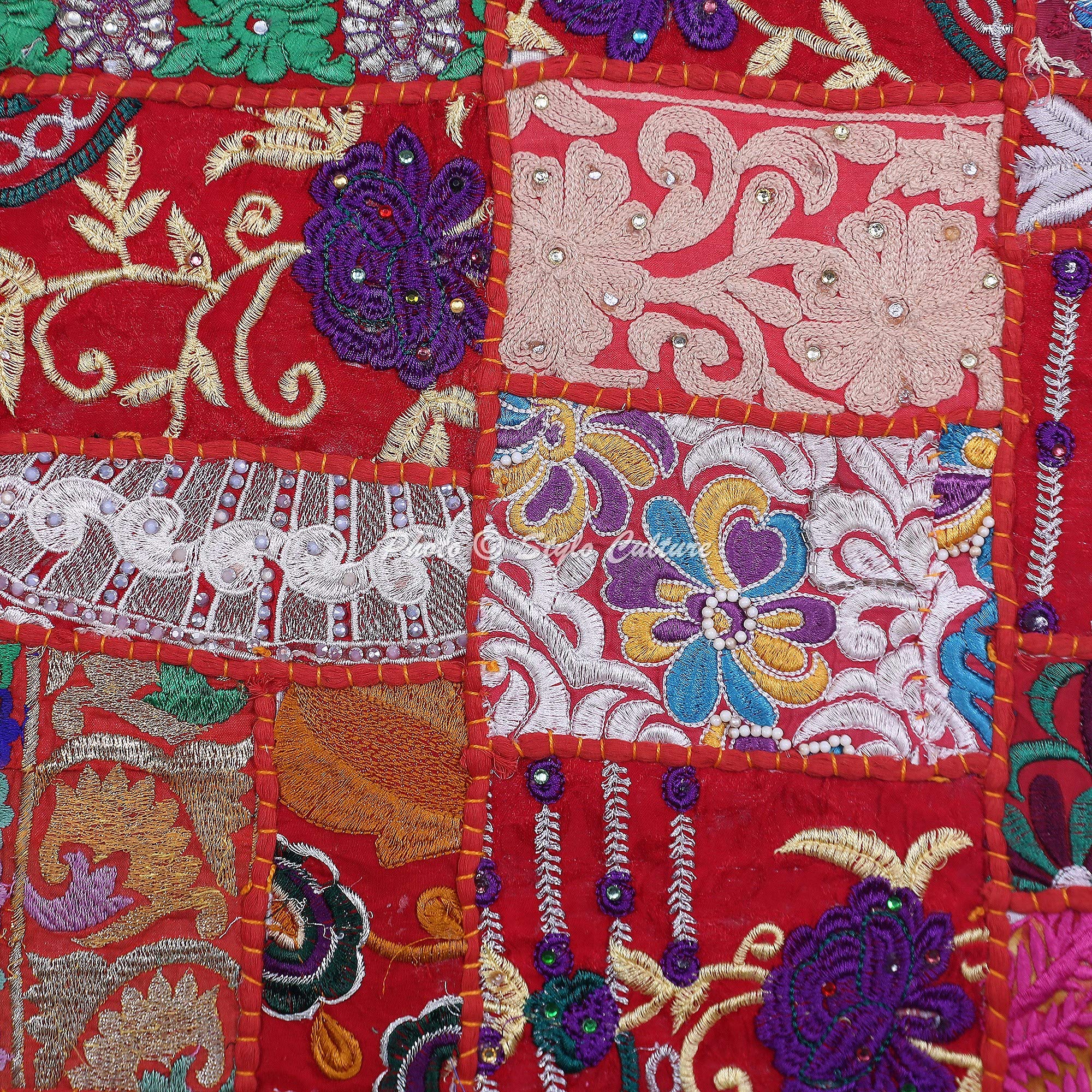 Bohemien Dekorativ Baumwolle Couch Kissenbezüge 50x50 cm Rot Dekokissen Vintage Patchwork Schlafzimmer Sofa Kissen Bezüge Abstrakt Quadrat Umschlagverschluss 20x20 Kissenhullen - 4 STK.